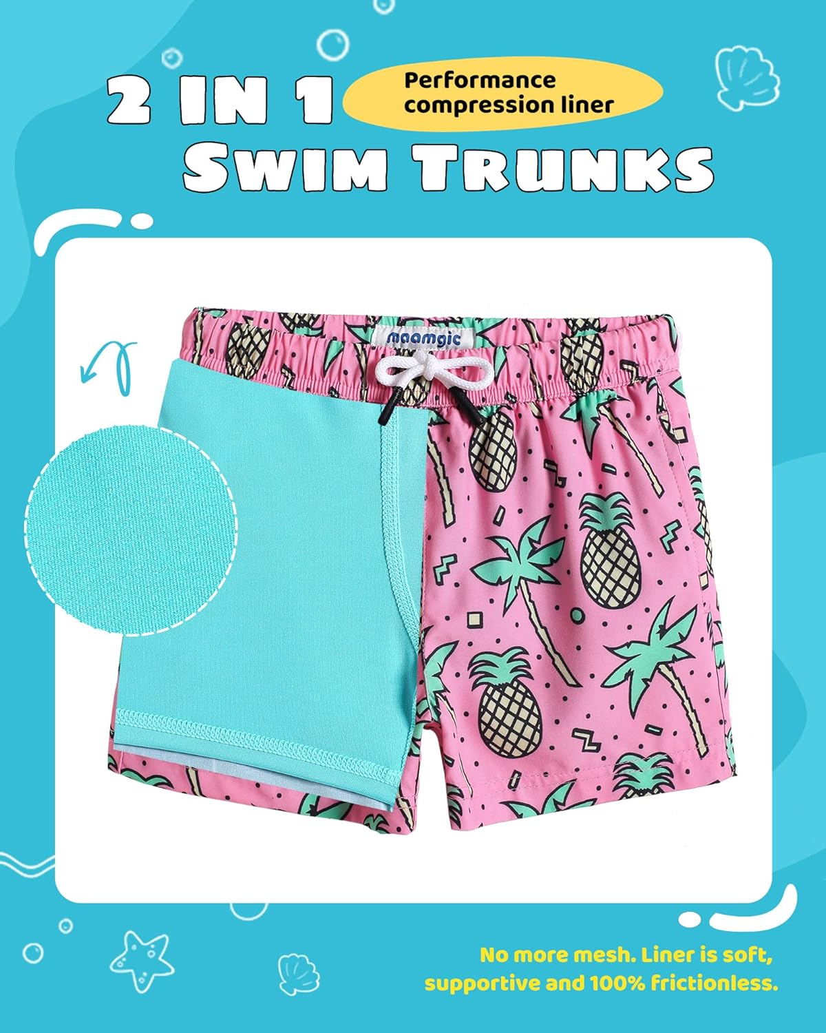 Thumbnail 1 de maamgic Boys Swim Trunks with Compression Liner