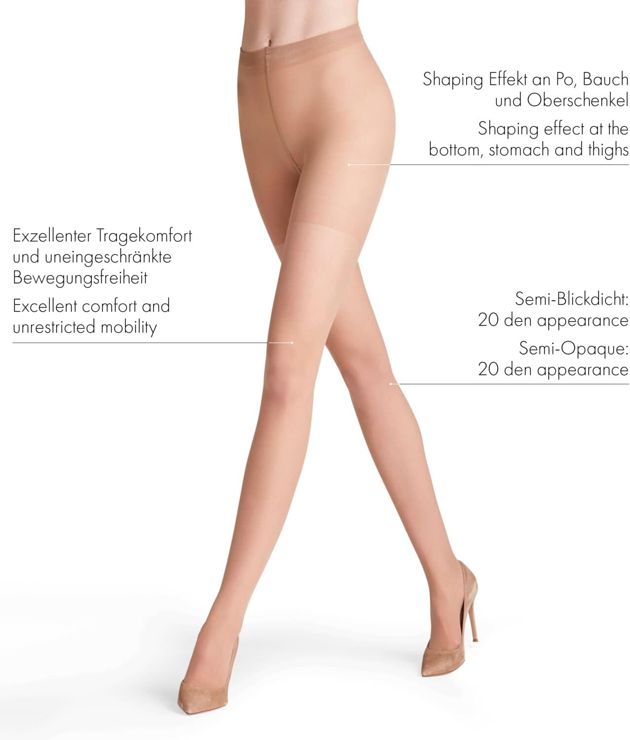 Detalle de FALKE Shaping Panty 20 DEN W Ti transparent effet sculptant – Collants femme Sun 4099 M
