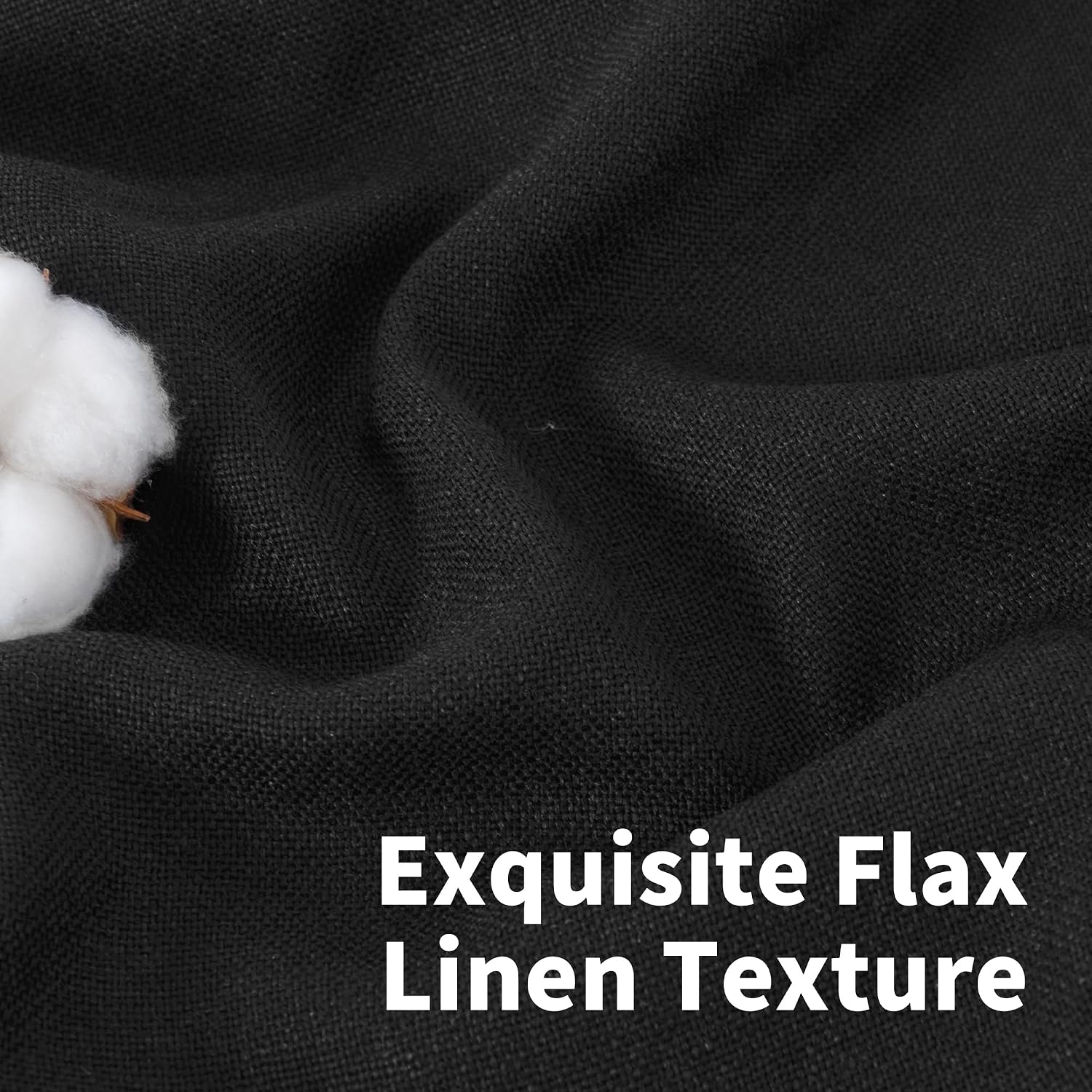 Detalle de YoungsTex Black Linen-Look Curtains, 84-Inch, Light-Filtering, Bronze Grommets
