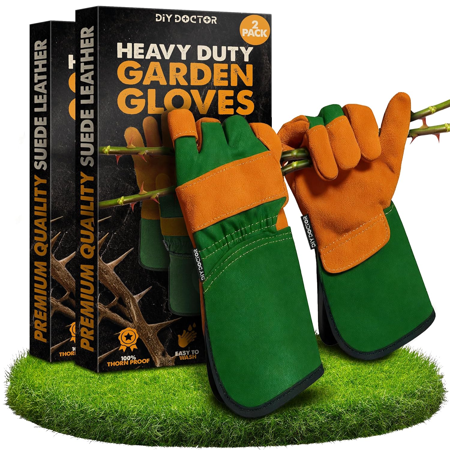 Detalle de DIY Doctor Leather Work Gloves Large — Thorn‑Proof Gardening Gloves