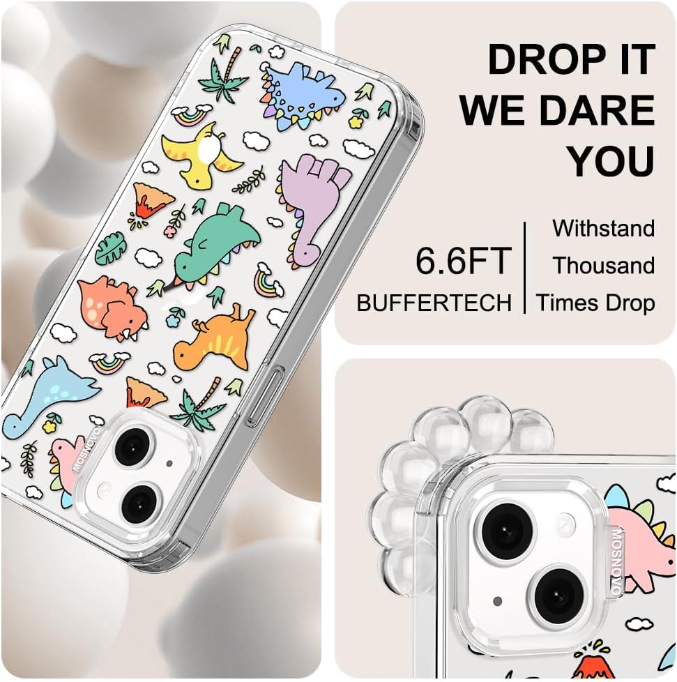 Thumbnail 5 de MOSNOVO Military Grade Drop-Tested Clear Case for iPhone 13/14 with Dinosaur Land Design