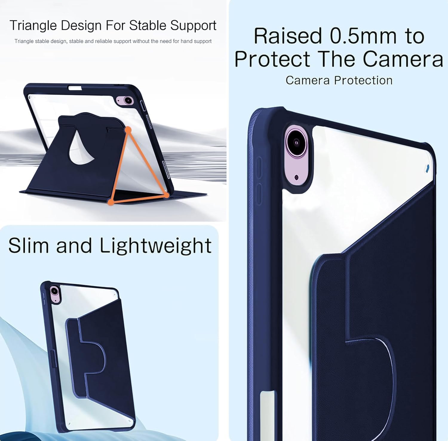 Thumbnail 4 de World biz Rotating Case for iPad Air 11-inch (M2/M3, 2024/25) with Pencil Holder in Rose Gold