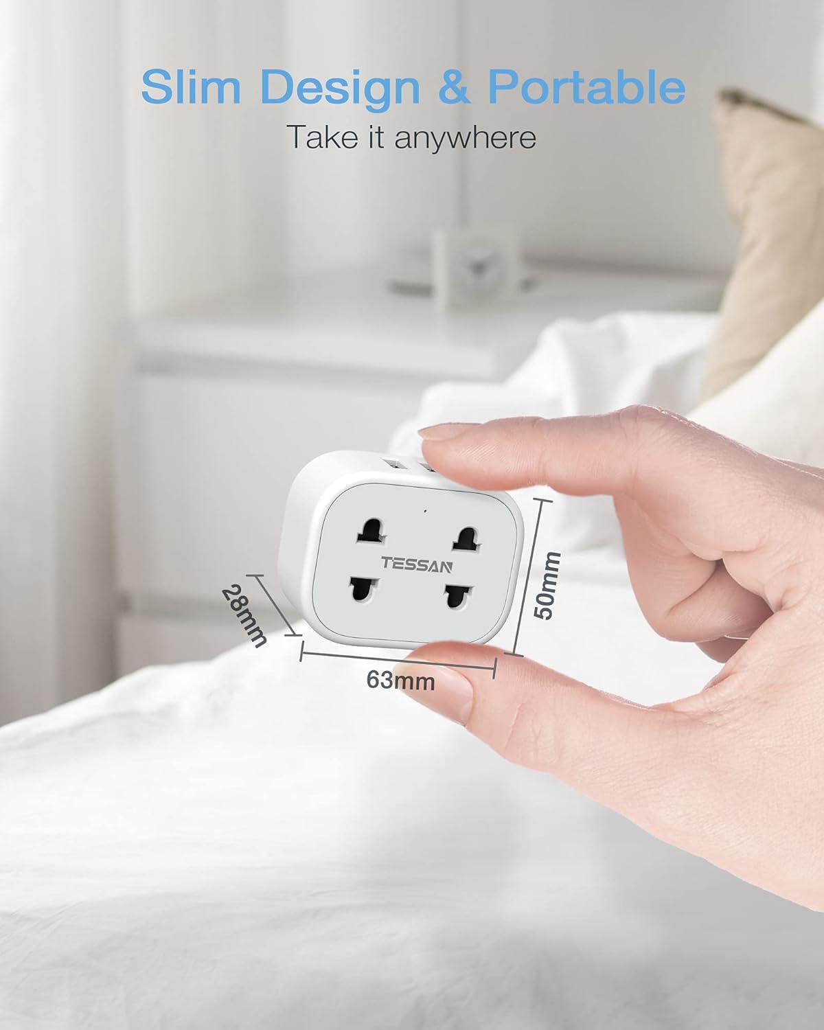 Detalle de TESSAN Double Shaver Plug Adaptor UK 2 USB