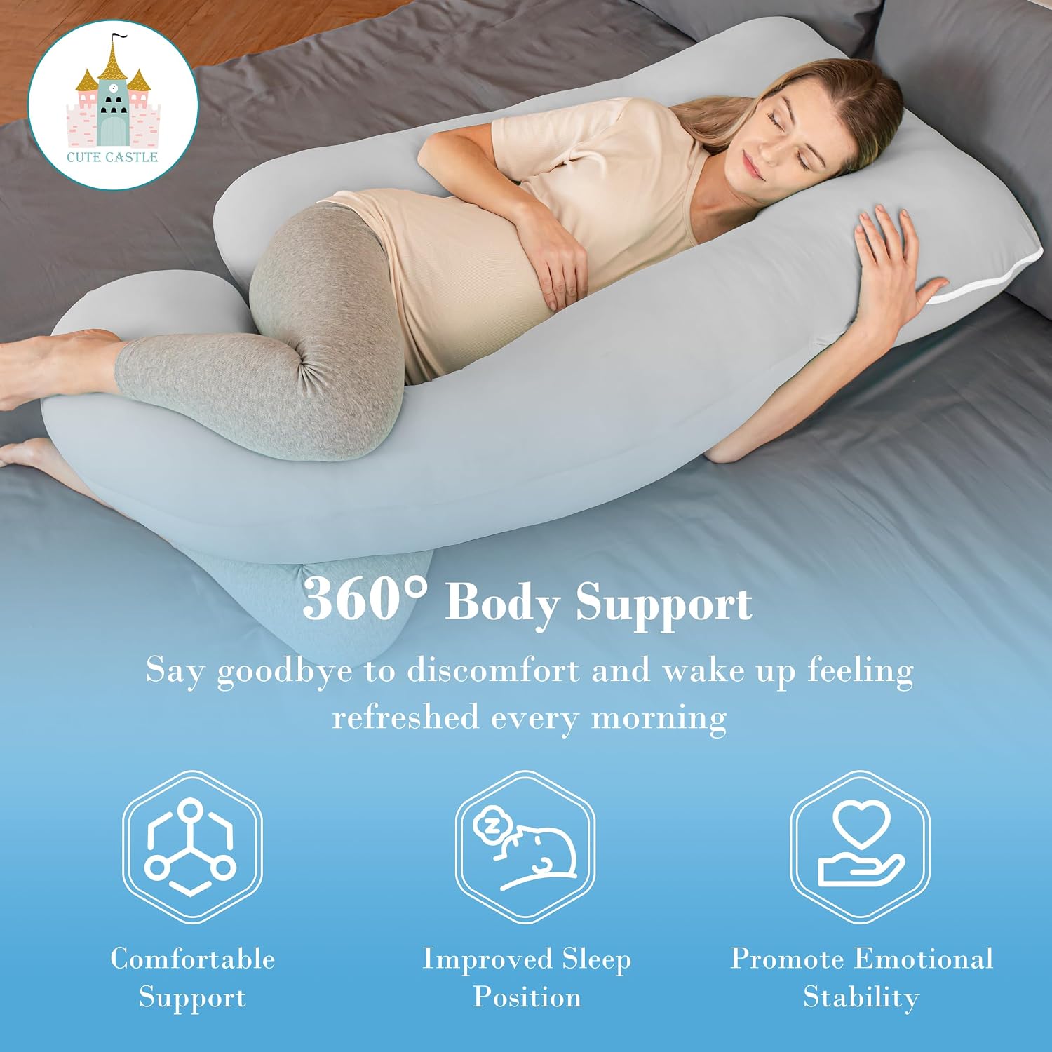 Detalle 1 de Cute Castle U-Shaped Pregnancy Pillow, 57-Inch