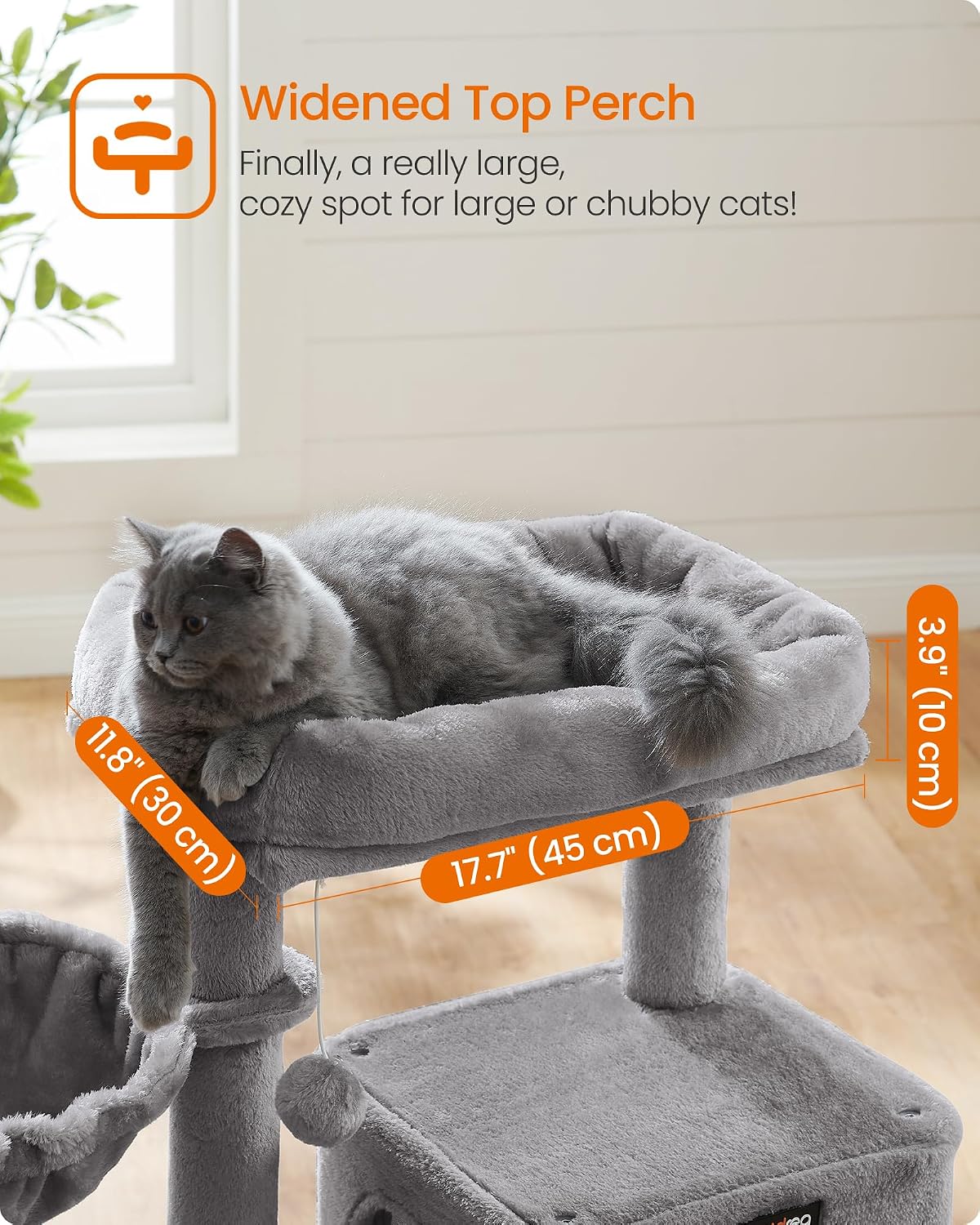 Detalle 2 de Feandrea UPCT51W Cat Tree, 37.8-Inch Multi-Level Tower with Sisal Ramp