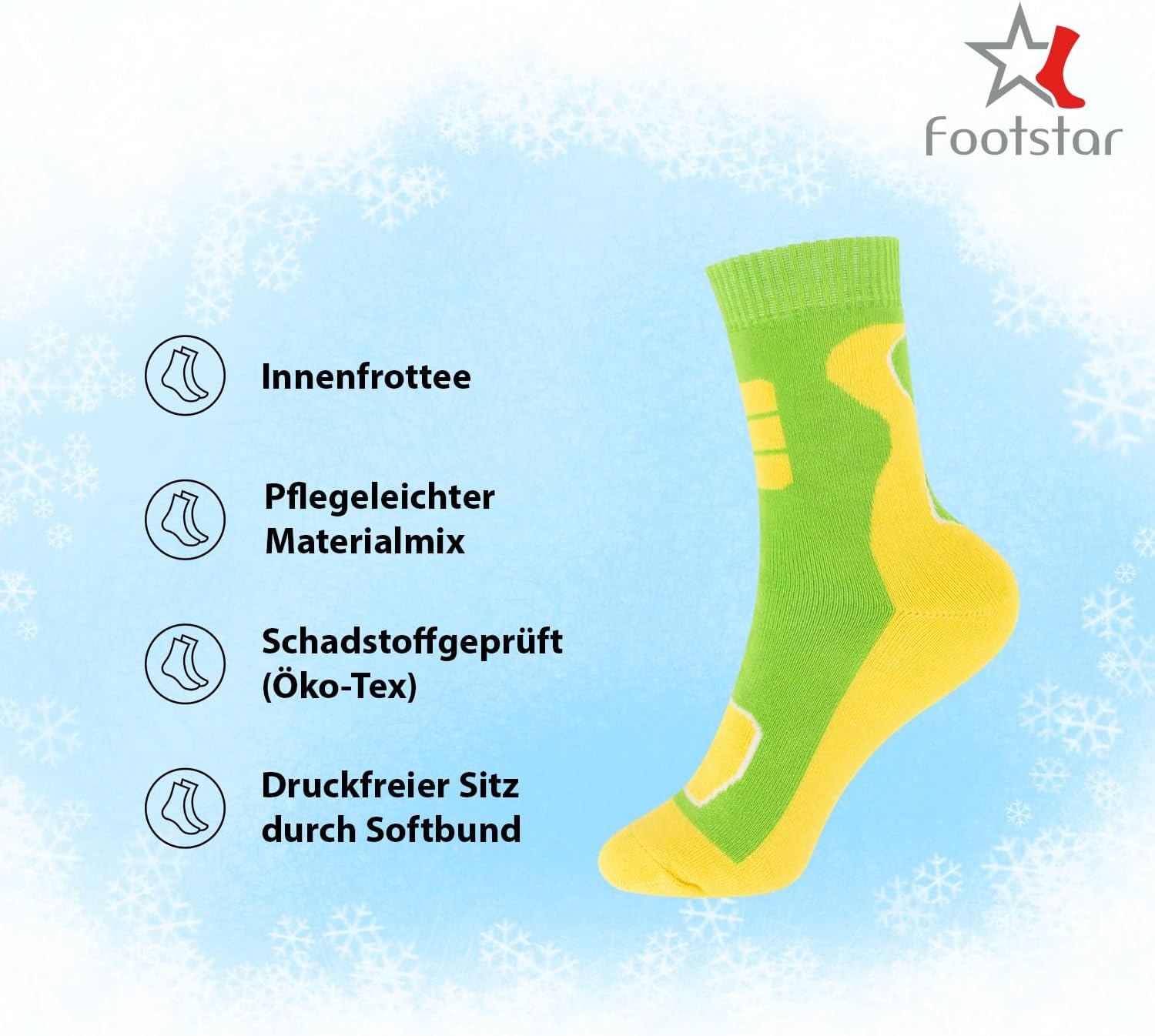 Detalle 2 de Footstar thermosokken voor kinderen, 6 paar kleurrijke badstof wintersokken