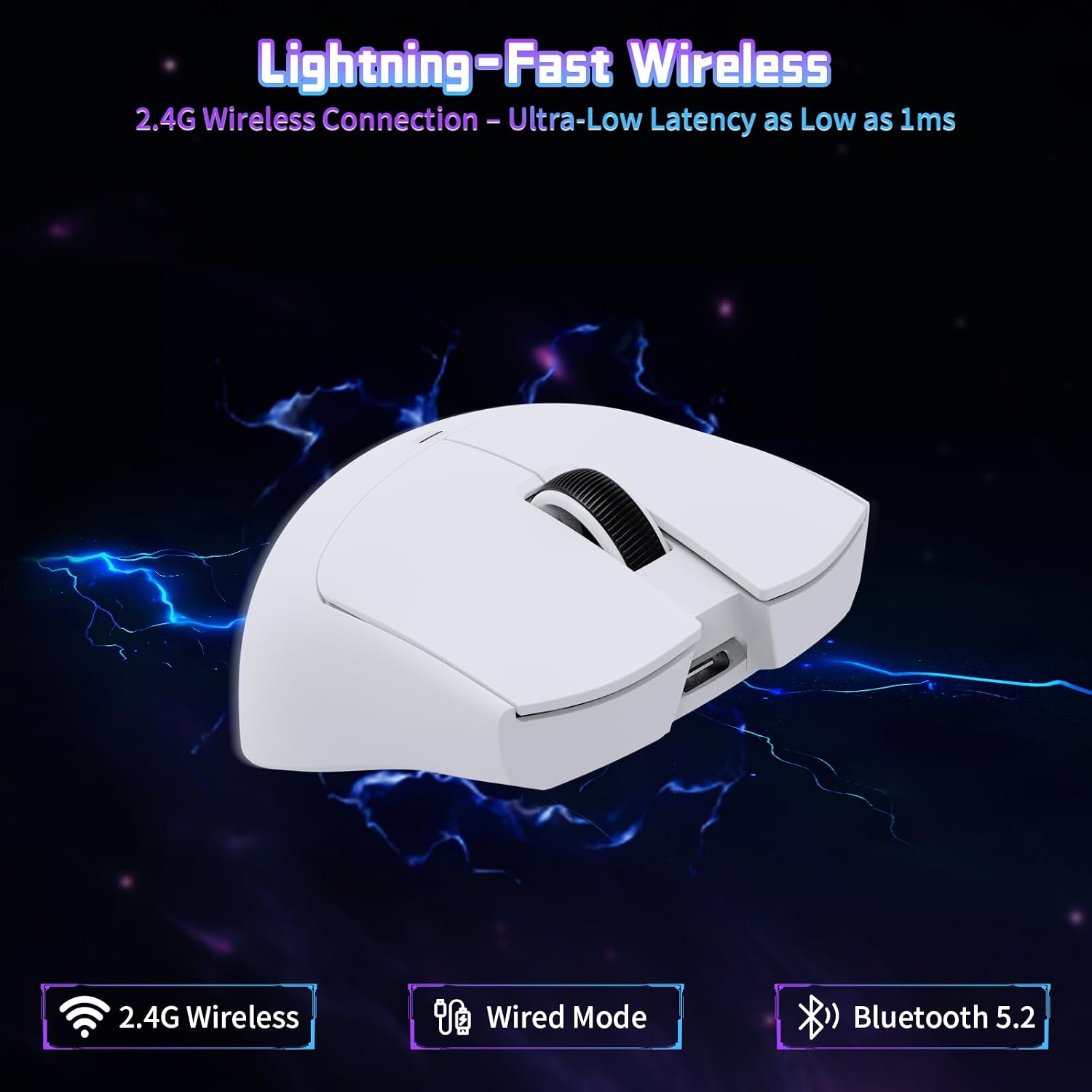 Detalle 2 de ATTACK SHARK X11 SE Wireless Gaming Mouse (White) with PAW3311 sensor, BT/2.4G + 22000 DPI