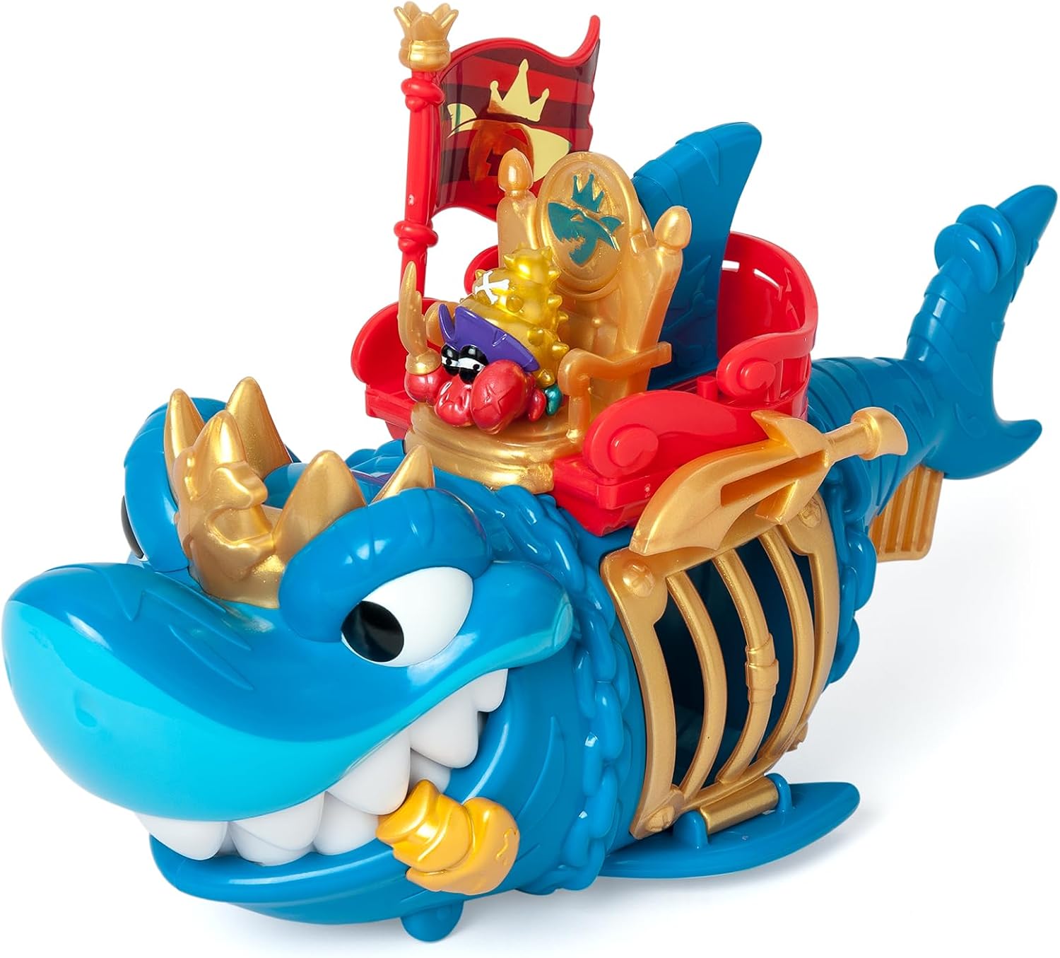 Detalle de PIRATIX Adventure World King Shark – Tiburón articulado con jaula y tesoro: una aventura pirata para imaginar sin límites