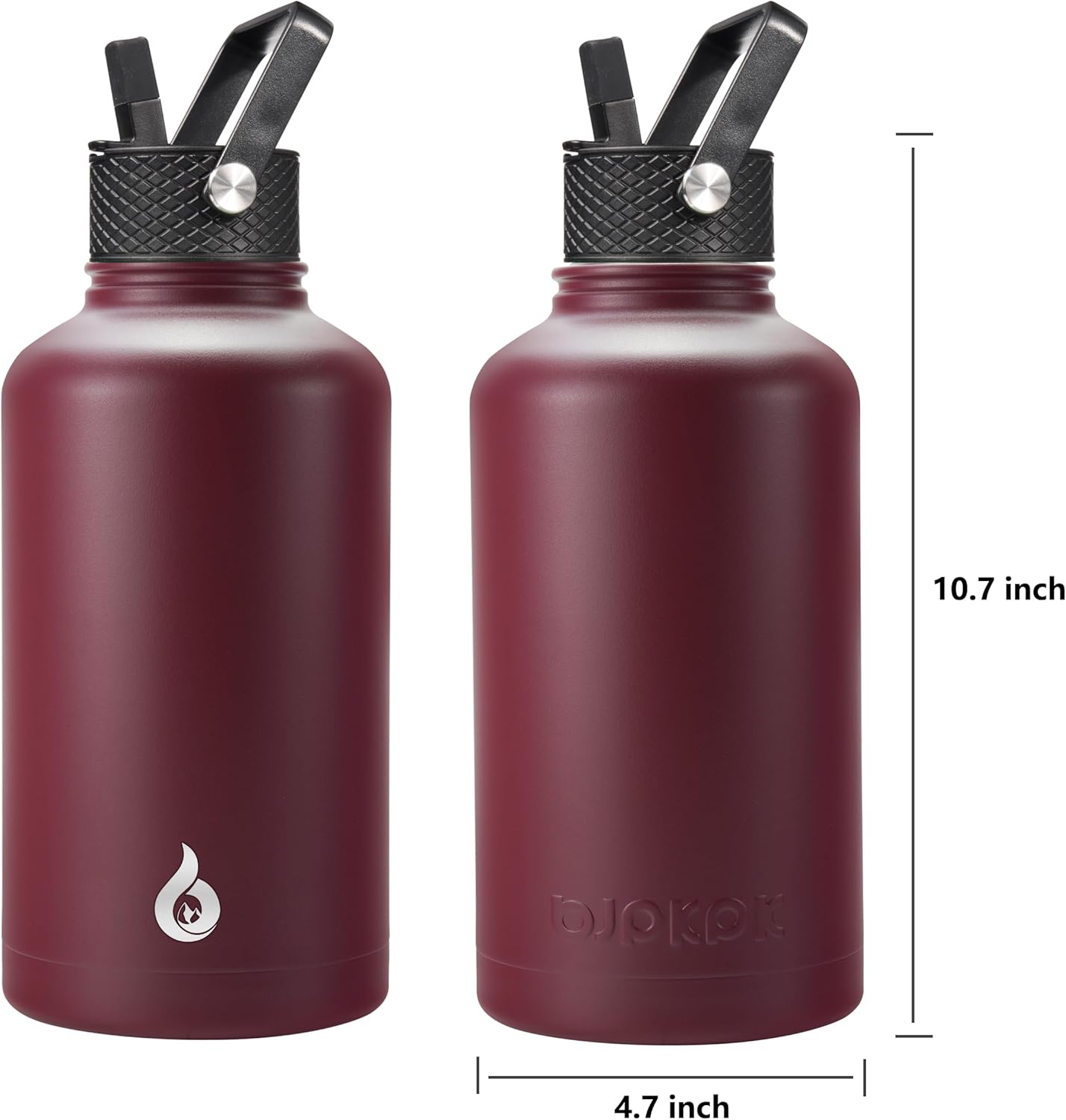 Detalle 2 de BJPKPK Half Gallon Insulated Water Bottle with Straw Lid (64oz) in Brick Red