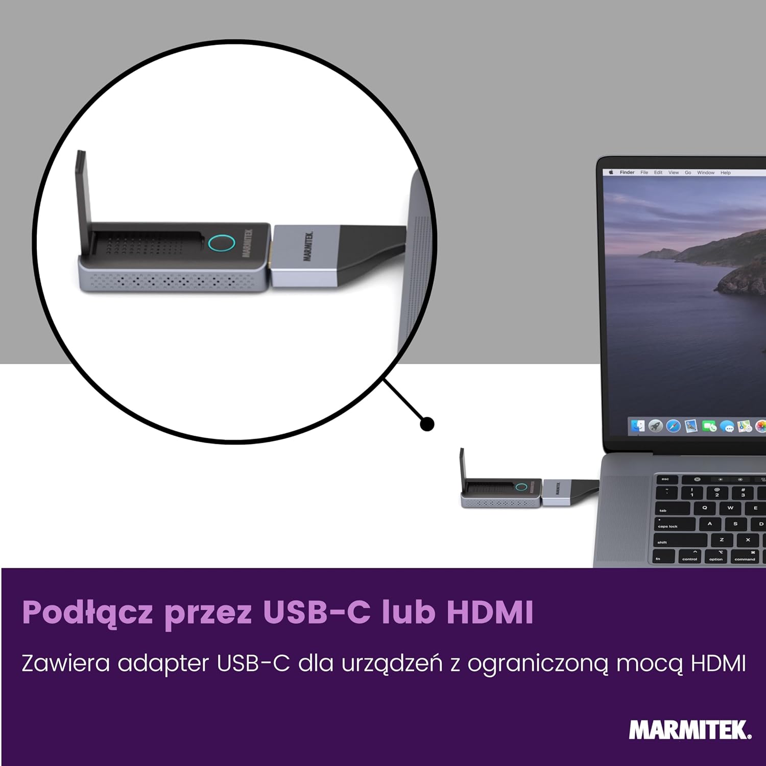 Detalle 1 de Marmitek Stream S1 Pro – bezprzewodowy extender HDMI 1080p, USB-C, do 20 m