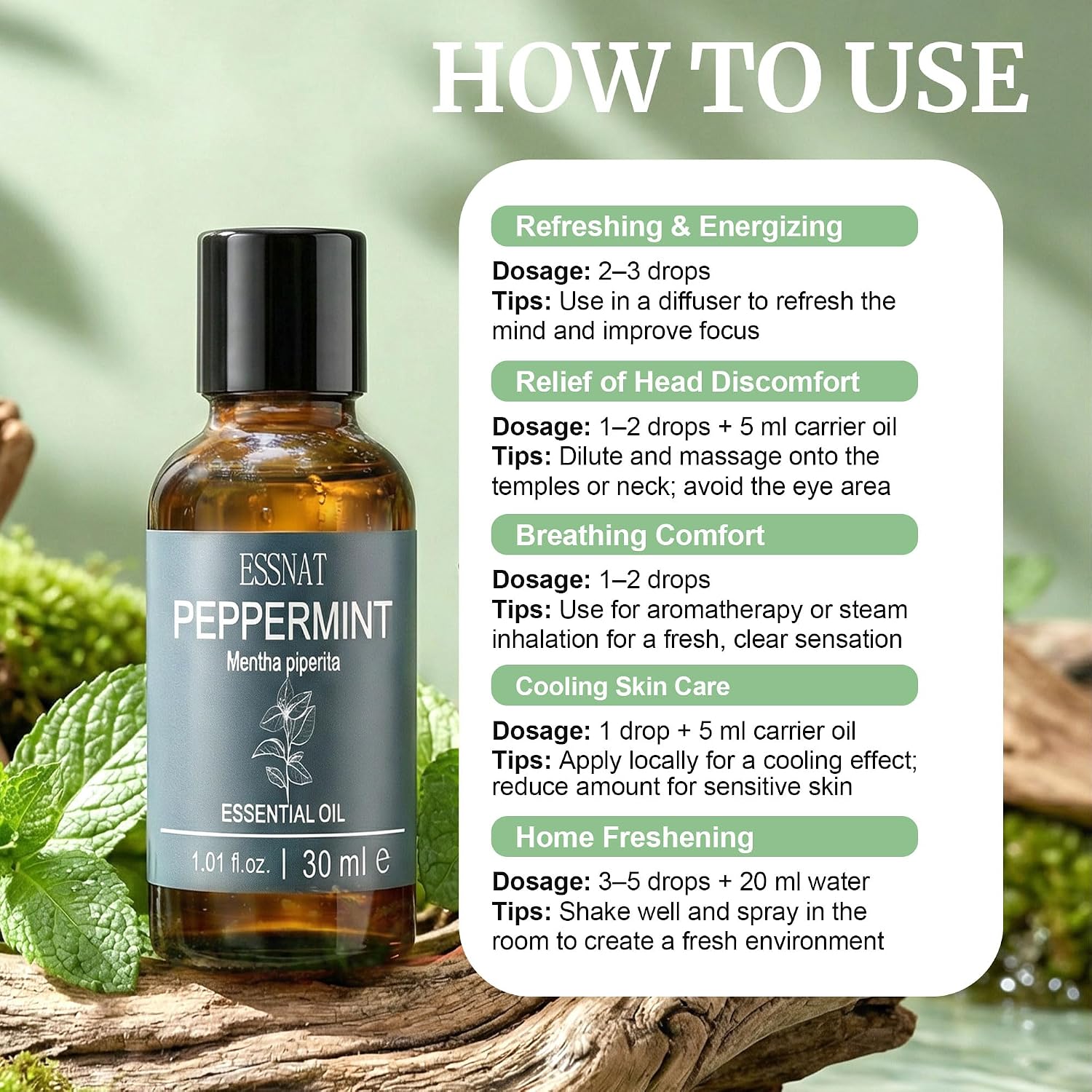Thumbnail 4 de Olio essenziale di menta piperita ESSNAT 30 ml – 100% naturale, per aromaterapia, diffusori e progetti DIY