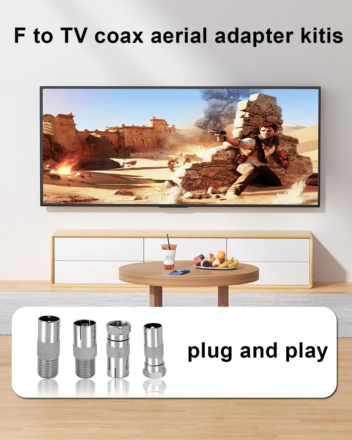 Thumbnail 5 de SPTSSWET Antennenstecker Adapter F-Typ zu TV – 4er Set