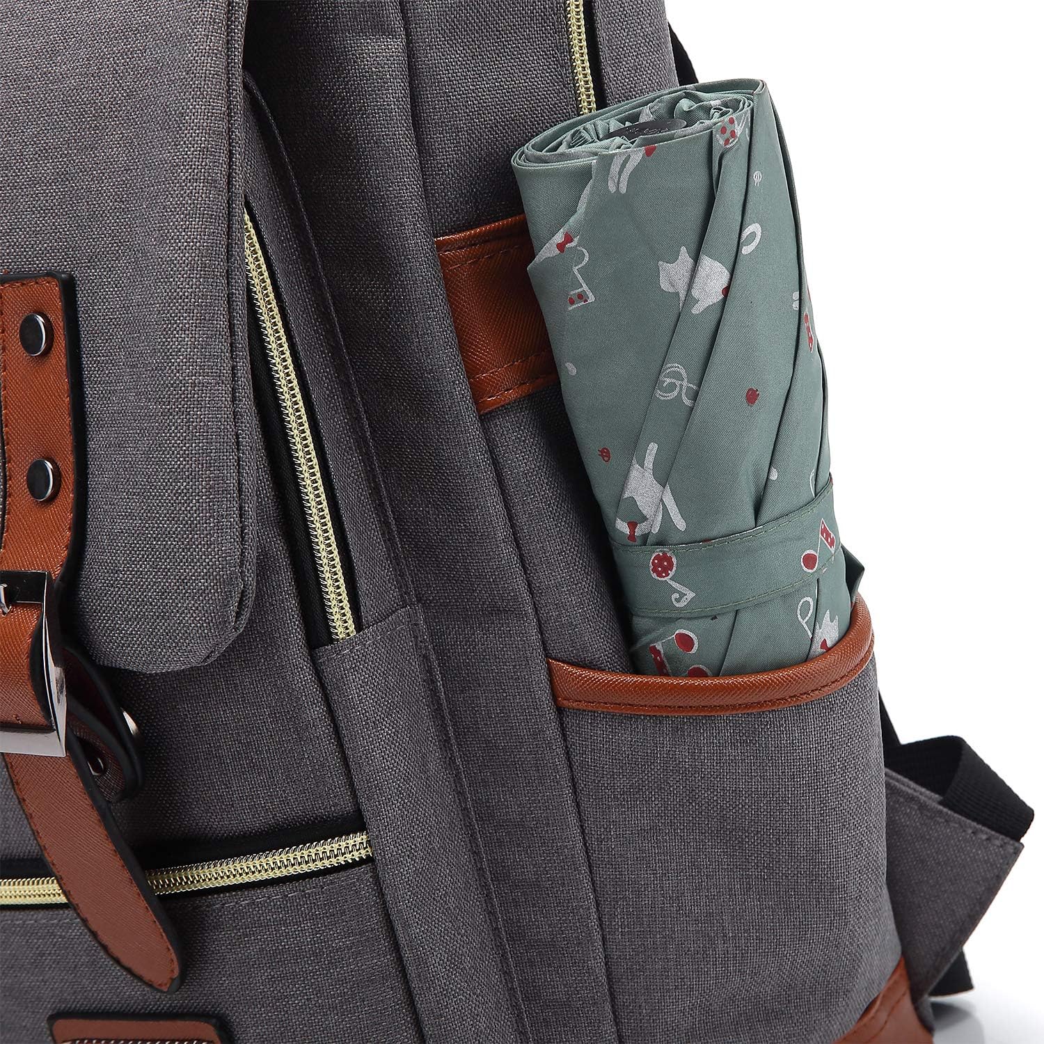 Detalle de HASAGEI Vintage Backpack: Unisex Rucksack for School, Travel and Laptop Storage