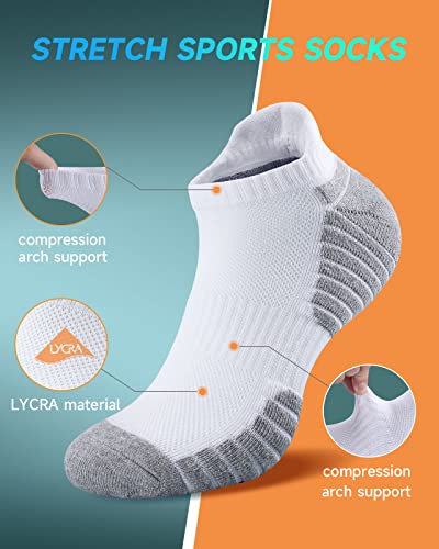 Detalle de TANSTC Men's Running Trainer Ankle Socks – Anti-Blister Cushioned, 6 Pairs