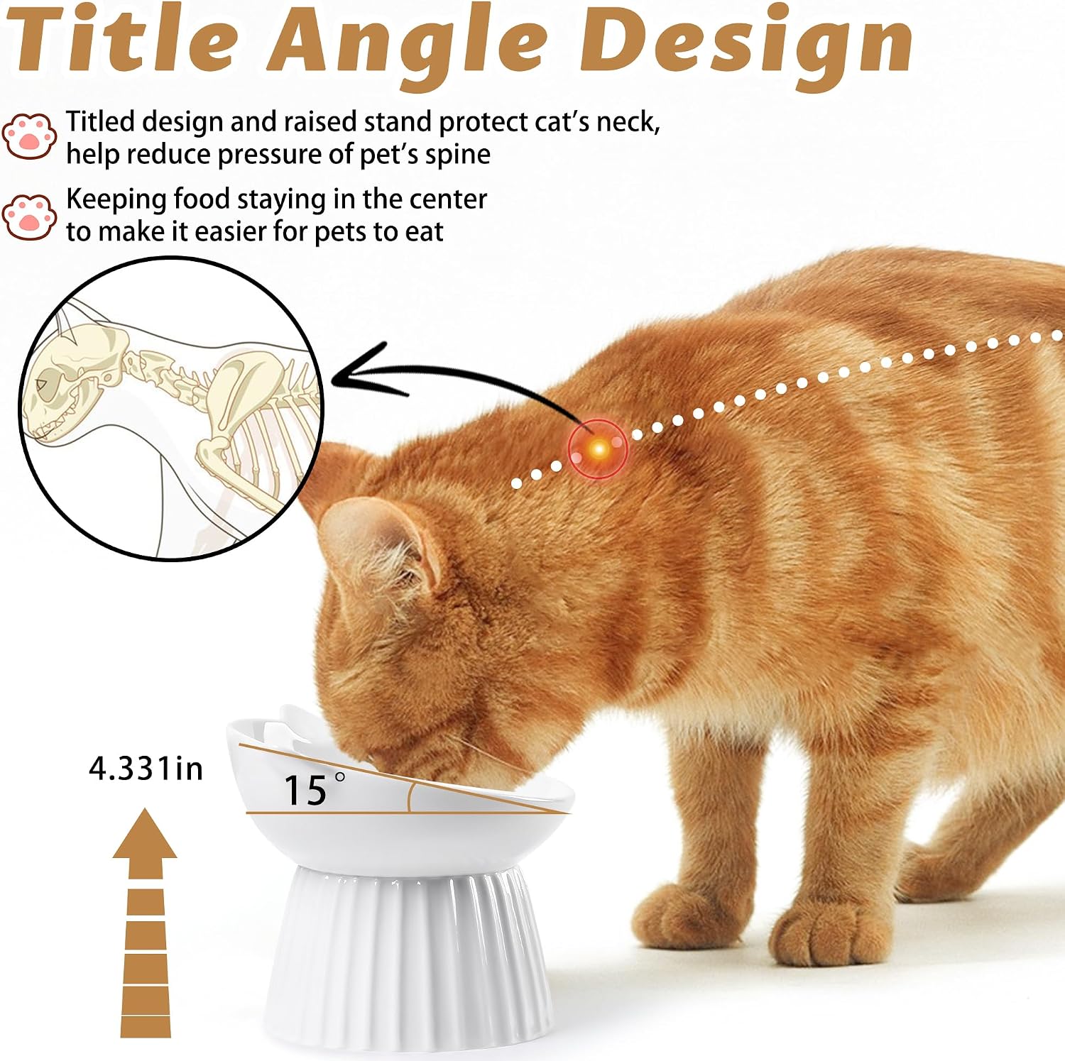 Thumbnail 2 de Raised Tilted Cat Bowl 5in Wide