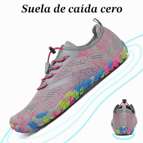 Detalle de SAGUARO Barefoot Zapatillas de Trail Running Minimalistas para Hombre y Mujer – Rosa Caramelo (42 EU)