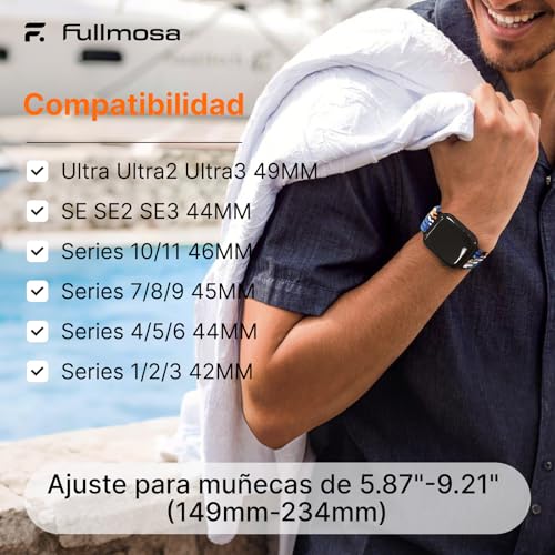 Detalle 2 de Fullmosa Correa trenzada elástica compatible con Apple Watch – 2 unidades con cierre magnético ajustable