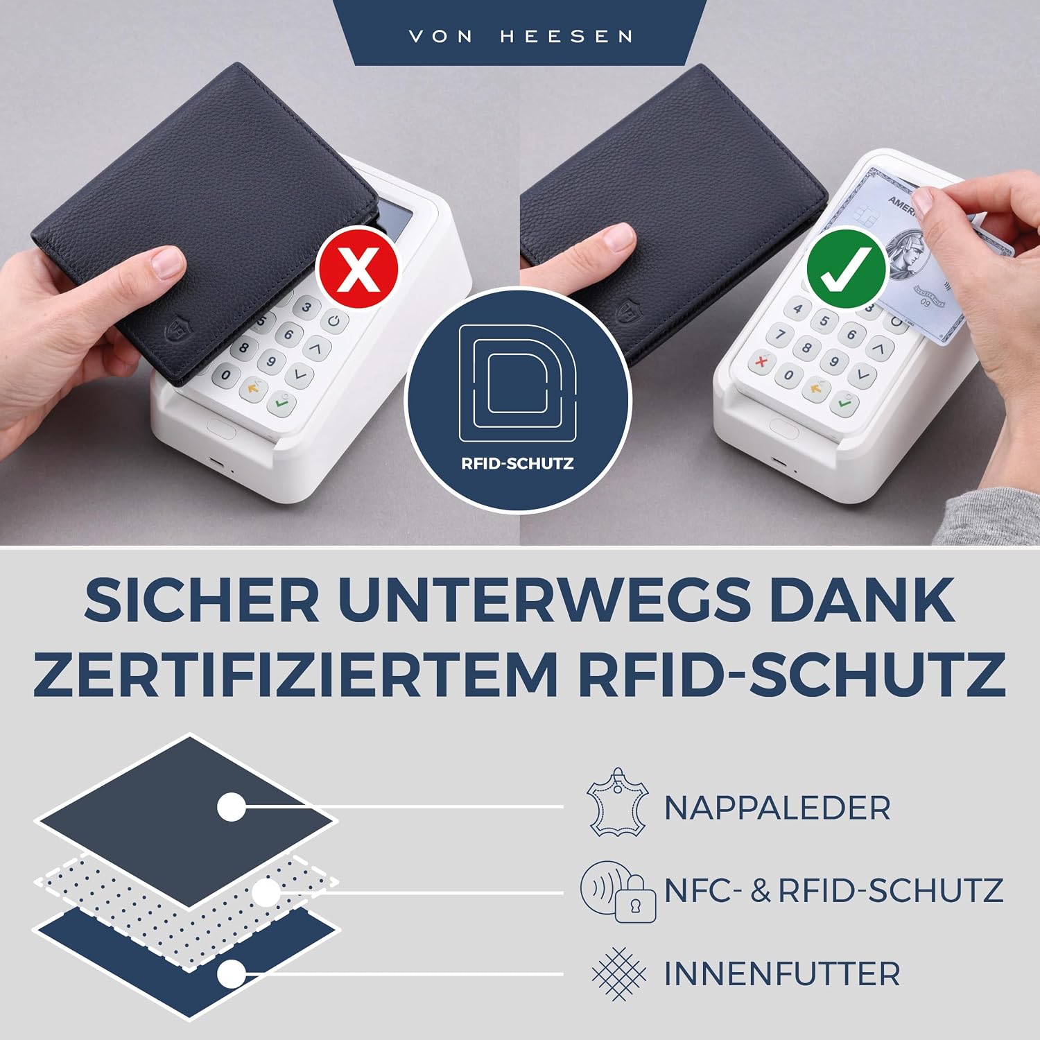 Detalle de VON HEESEN Leder-Geldbörse mit RFID