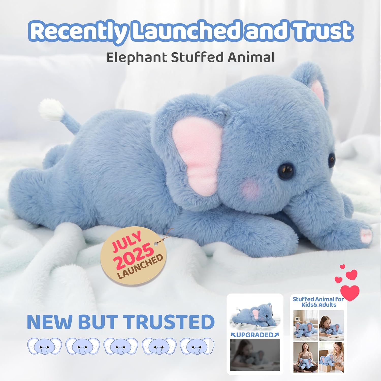 Thumbnail 1 de Mewaii 23-Inch Weighted Elephant Plush with Microwavable Heating Pad