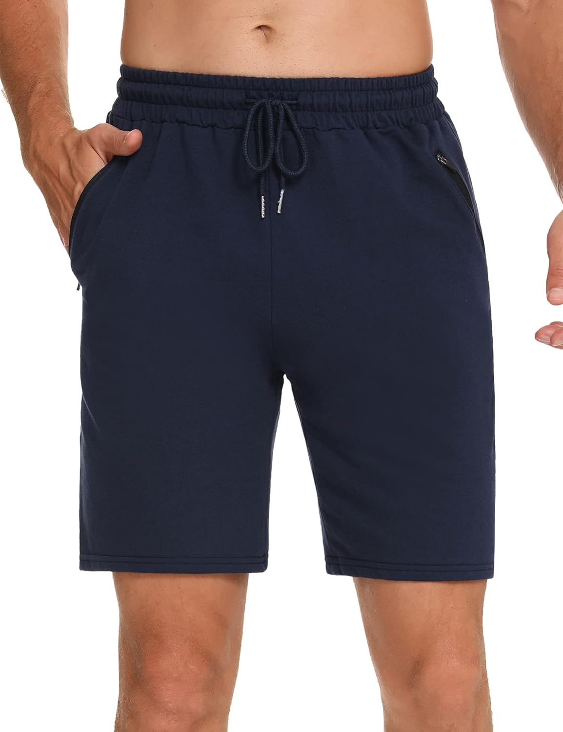 Thumbnail 3 de Wayleb Men’s Cotton Summer Running Shorts with Zipper Pockets (XXL, Black) – Practical Everyday Gym Wear