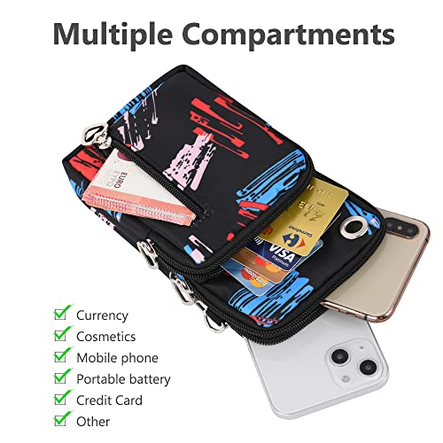 Detalle de Aucuu, sacoche pour téléphone en tissu Oxford, bandoulière réglable et 4 compartiments