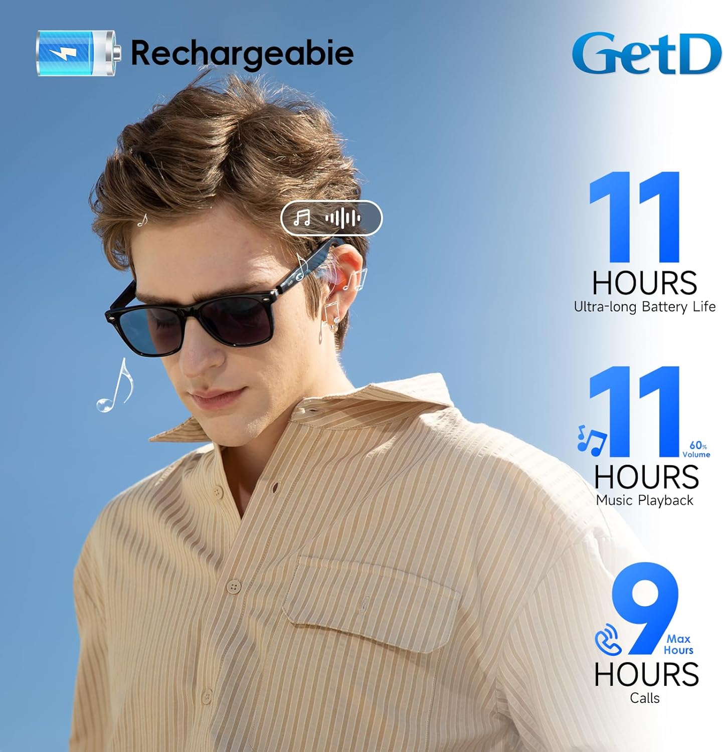 Thumbnail 4 de GetD 2026 AI Glasses 11H music