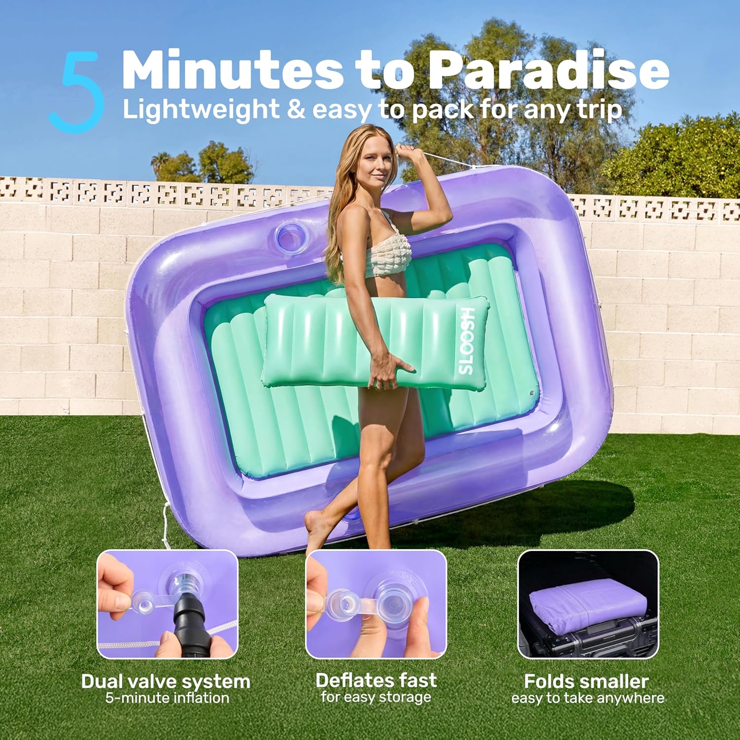 Thumbnail 5 de SLOOSH 70" Inflatable Tanning Pool Lounger