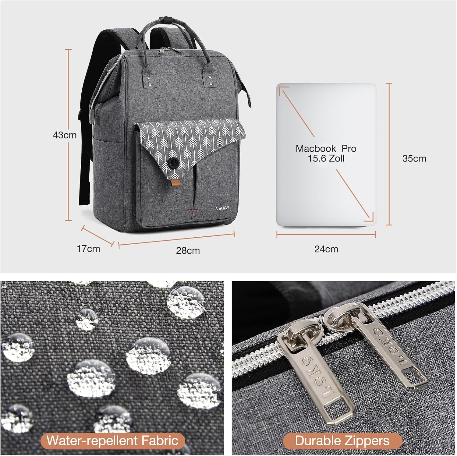 Detalle 2 de Lekesky Laptop Rucksack Bag 15.6-inch laptop backpack