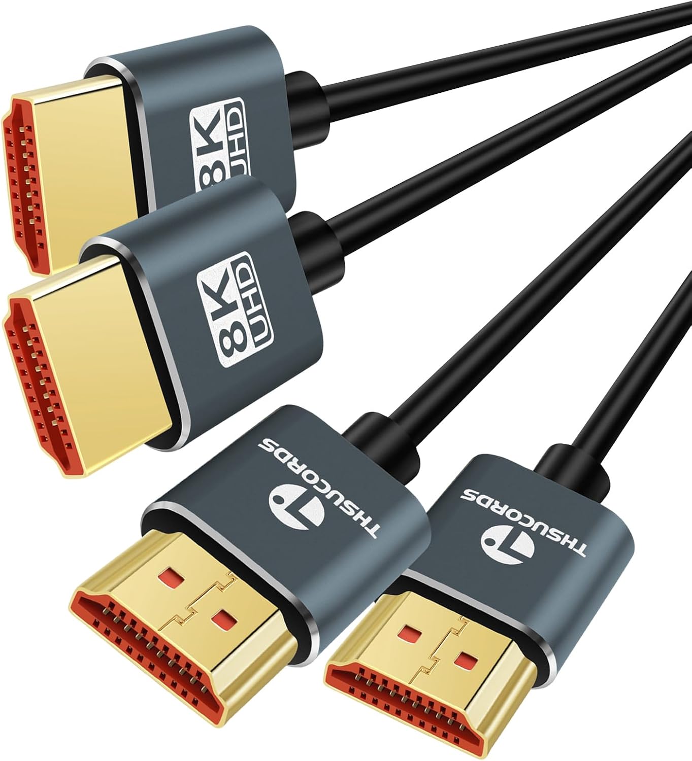 Thsucords Ultradünnes HDMI 2.1 Kabel (8K/4K), 5 m – 2er Set, 48 Gbps