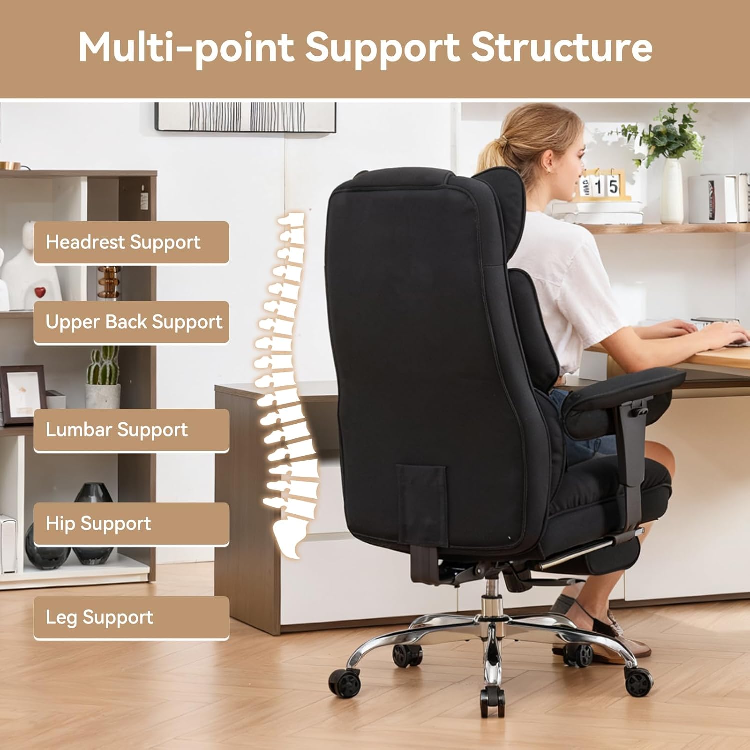 Detalle de Efomao Big and Tall Office Chair with Footrest
