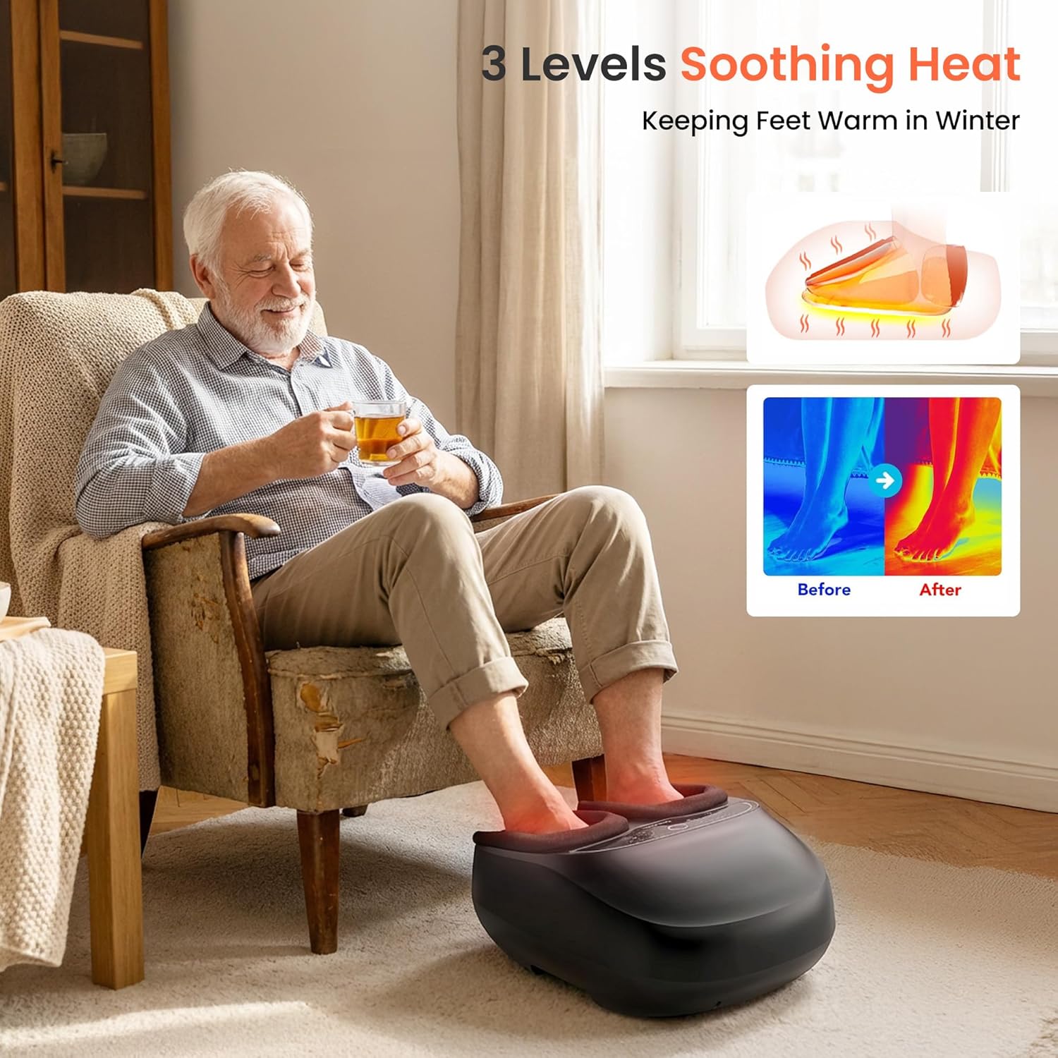 Thumbnail 2 de COMFIER Appareil de massage des pieds avec chaleur et shiatsu (télécommande, pause)