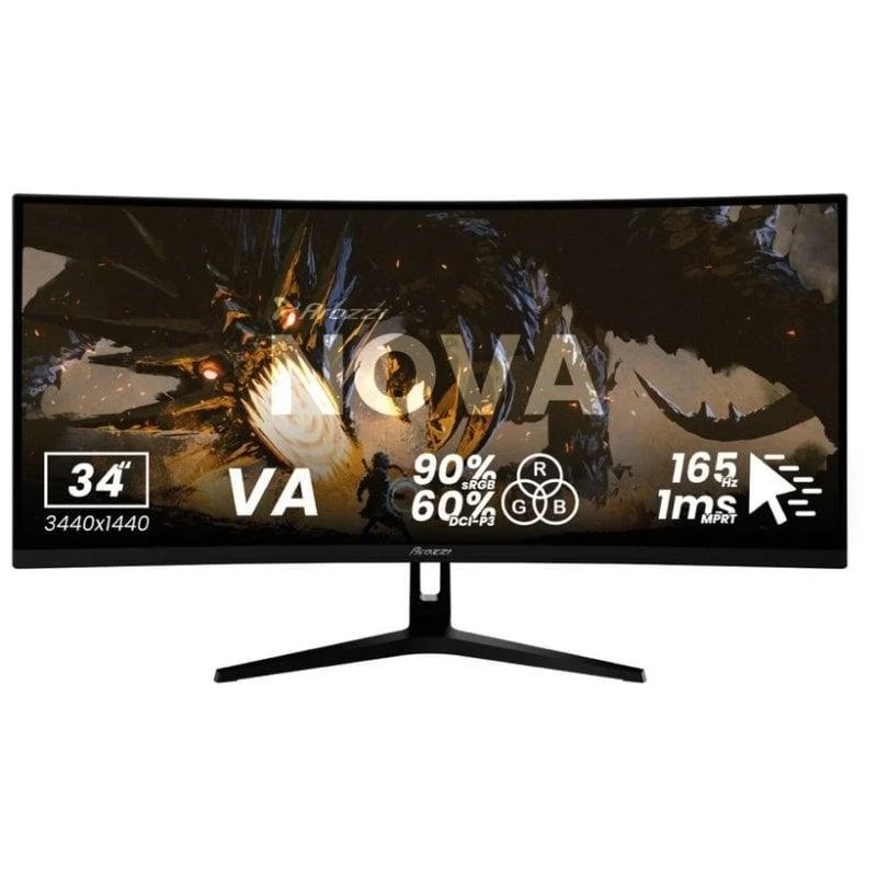 Detalle de Monitor Arozzi Nova 34" UltraWide QHD 165 Hz VA Curvo HDR con altavoces