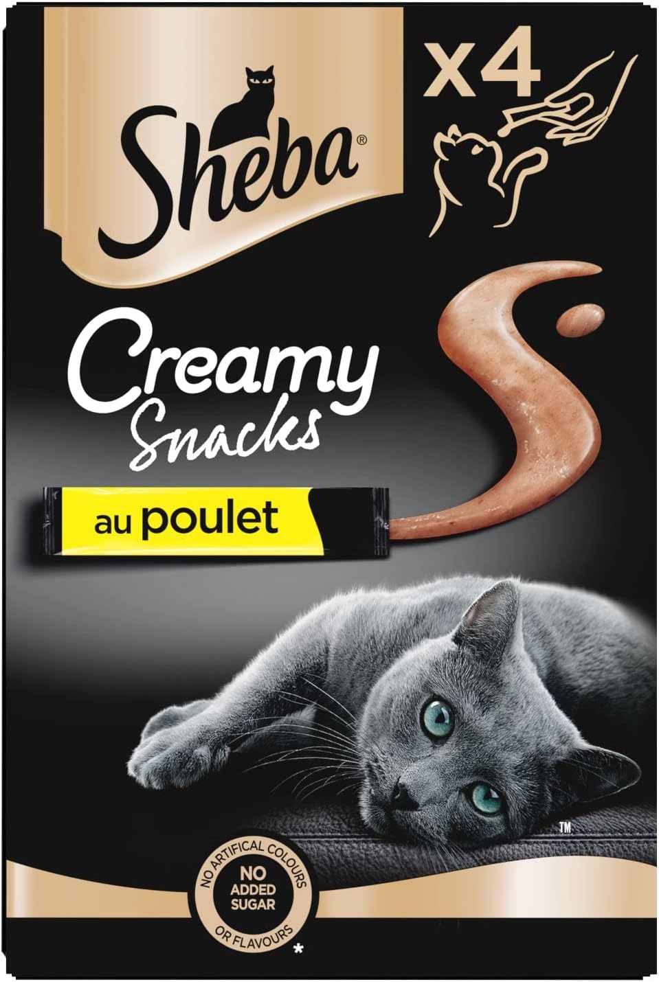 Sheba Creamy Snacks Friandises pour Chats – Snacks au Poulet, sachets fraîcheur 4 x 12g