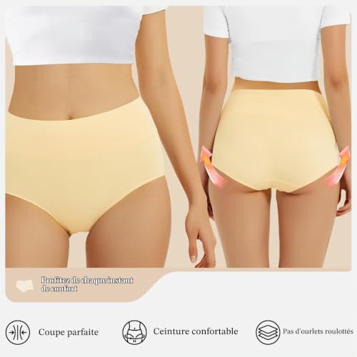 Thumbnail 2 de FALARY Culotte Femme Taille Haute en Coton – 5 pièces Nude, XL