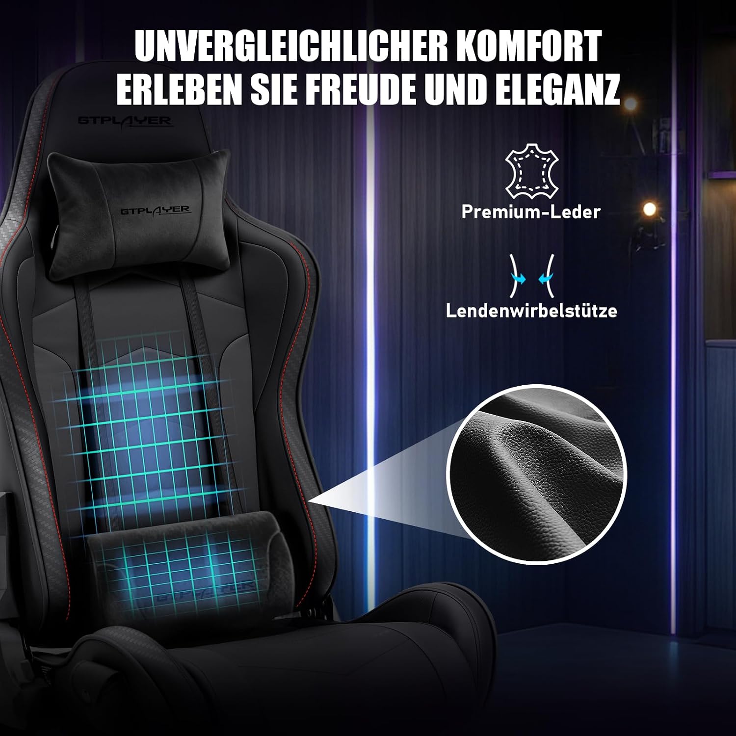 Detalle de GTPLAYER Simulator Cockpit: Vielseitiges Rennsimulator-Lenkradständer-System mit 3D-Sound
