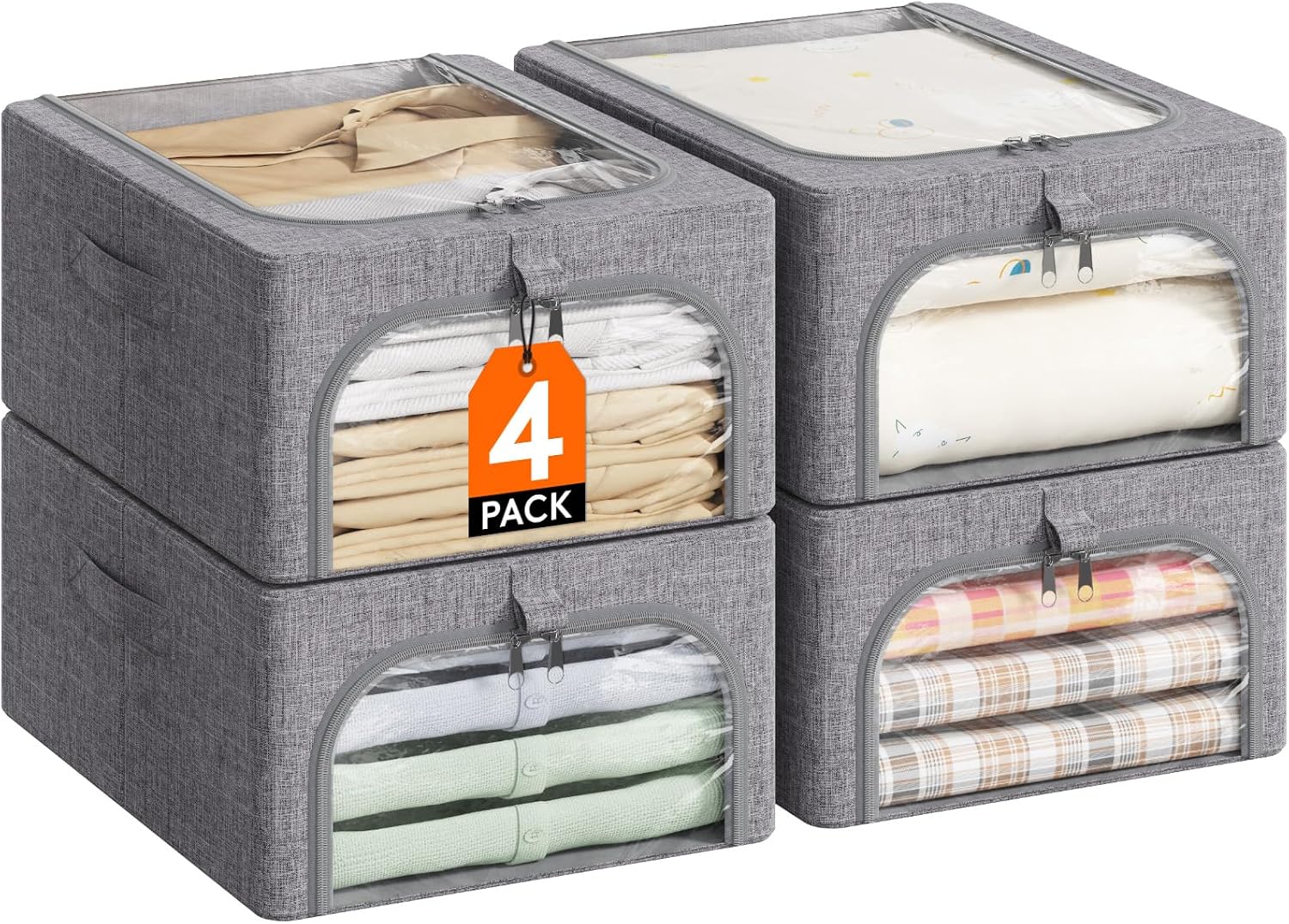 Detalle de Lifewit LH24192.01FG.V1.M01 förvaringslådor, 4-pack, 25 liter