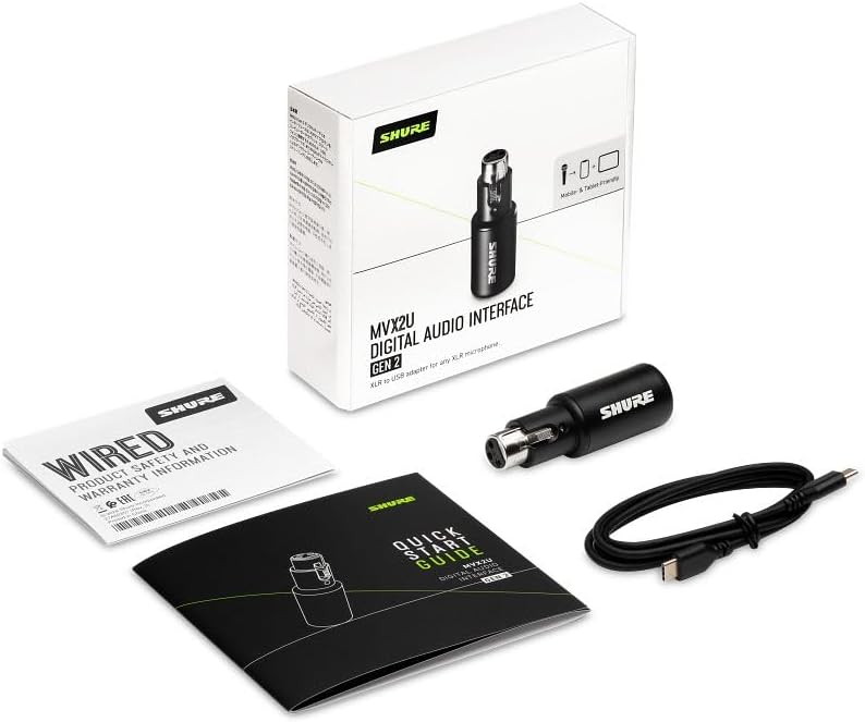 Detalle de Shure MVX2U(第2世代)XLR-USB変換アダプター、ヘッドホン出力・DSP搭載