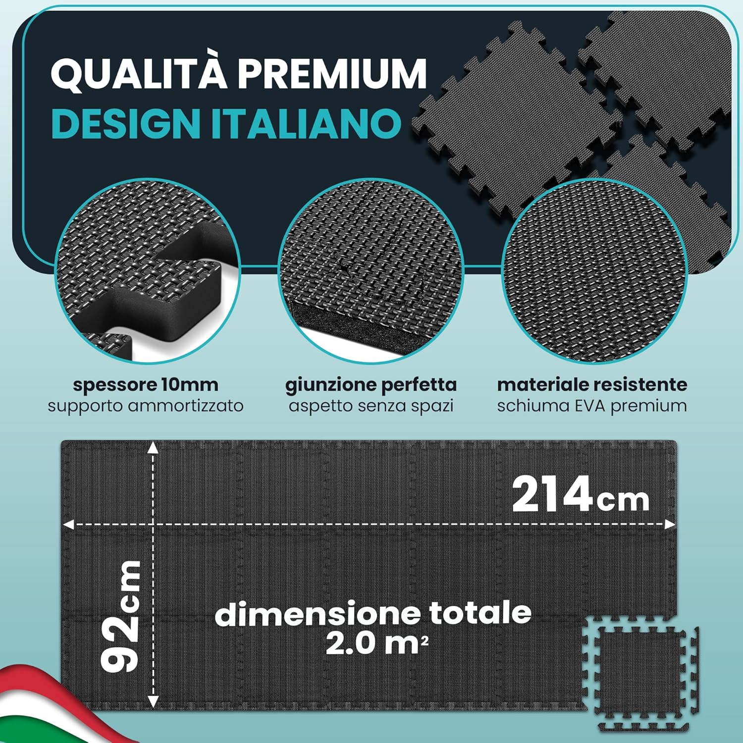 Thumbnail 2 de Tappeto da fitness a puzzle in EVA: set da 21 tappetini componibili per palestra, garage e piscina