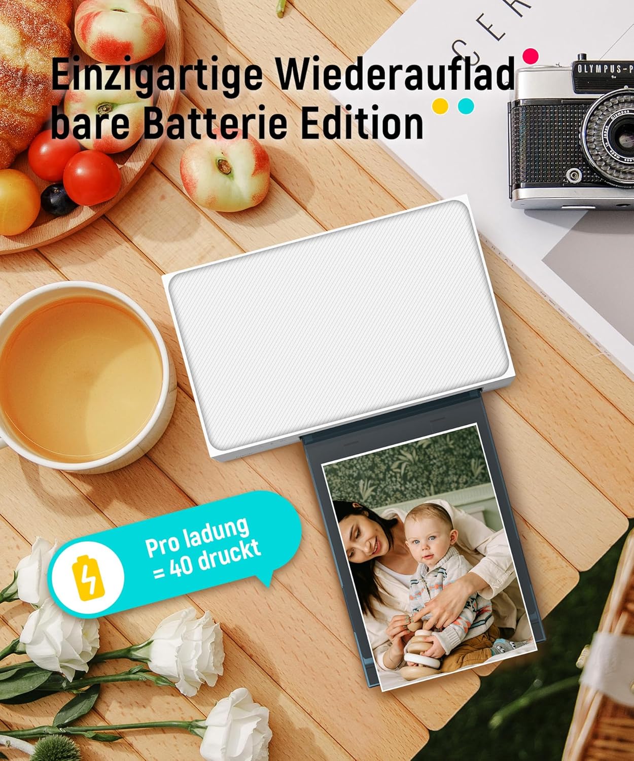 Thumbnail 1 de Liene Amber M200 Smartphone-Fotodrucker (10×15 cm) mit wiederaufladbarem Akku, WiFi & Farbsublimation