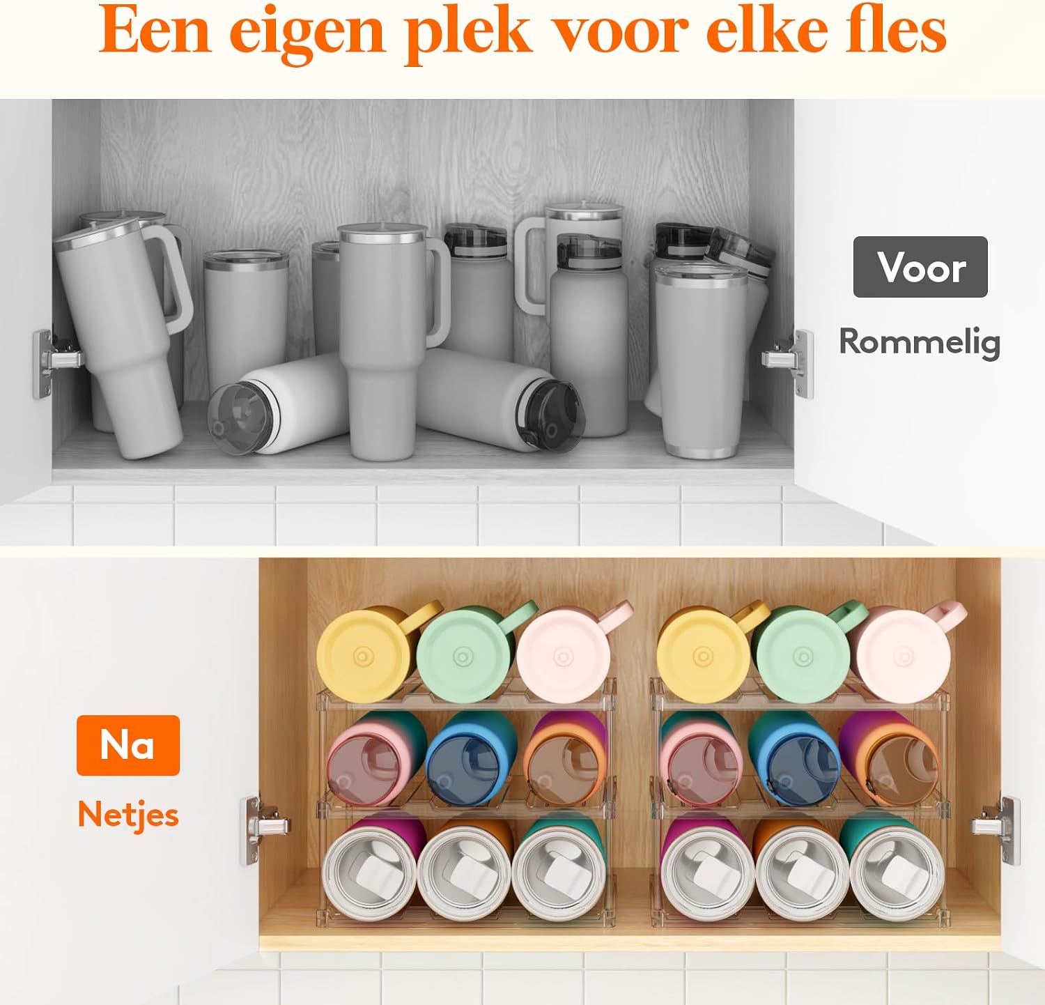 Detalle 2 de Lifewit 25073 flessenrek, stapelbaar voor 9 flessen, transparant kunststof