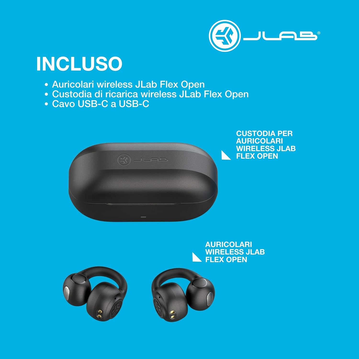Thumbnail 6 de JLab Flex Cuffie Open Ear wireless con clip, Bluetooth multipoint e autonomia fino a 21 ore