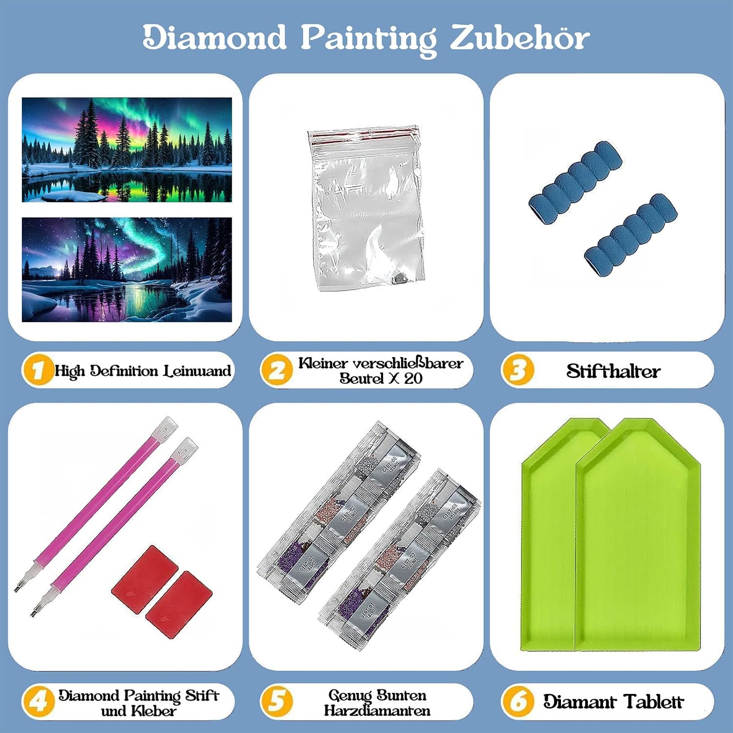 Detalle de Pujeknm 2er-Set Diamond Painting 30x60 cm – 5D Diamant Malerei Aurora