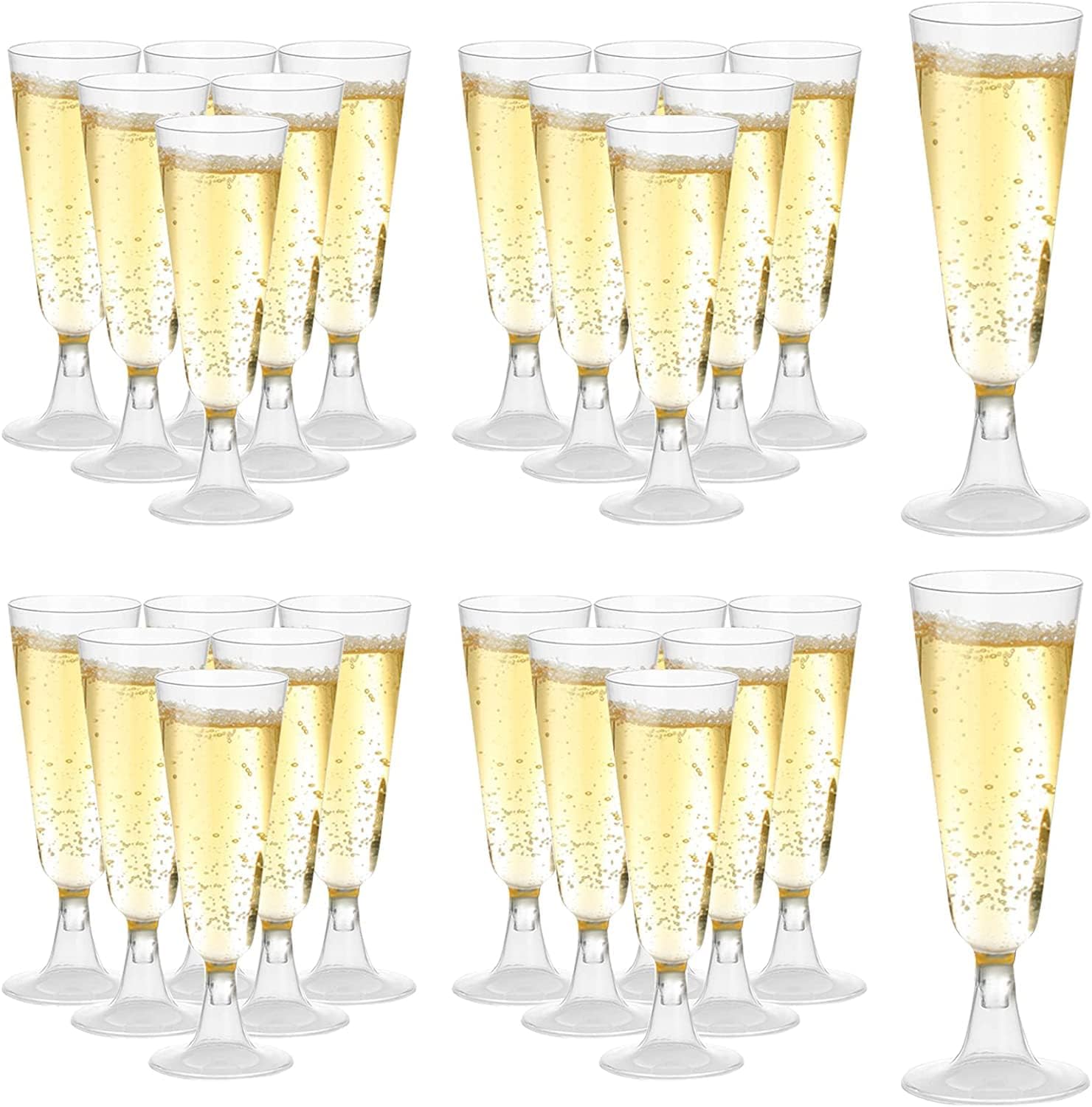 Detalle de KesaPlan 5 oz Clear Disposable Plastic Champagne Flutes, 100-Pack