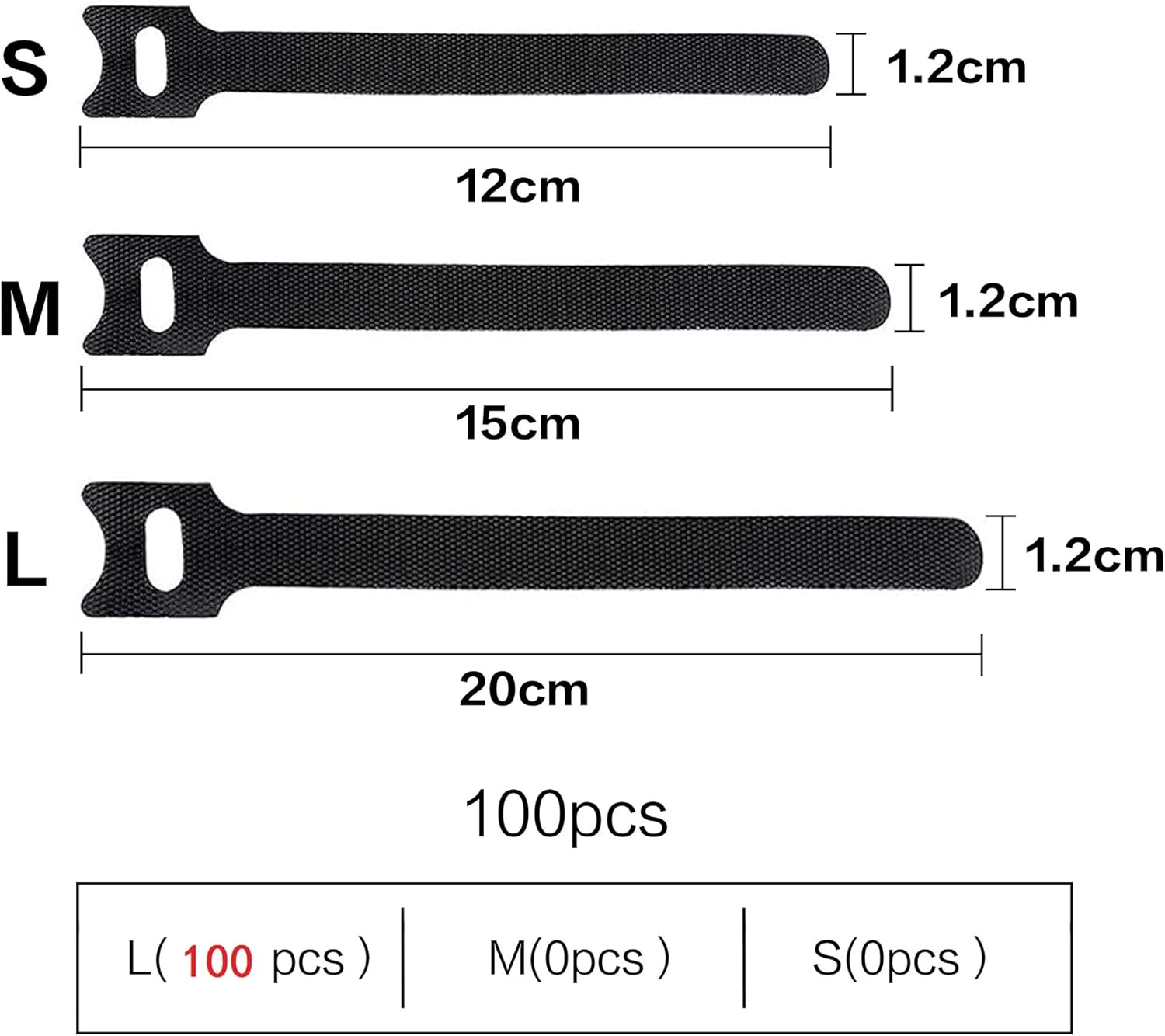 Thumbnail 1 de Rhimooay Klettkabelbinder Set – 100 Stück wiederverwendbar in 3 Längen (200 mm / 150 mm / 120 mm)