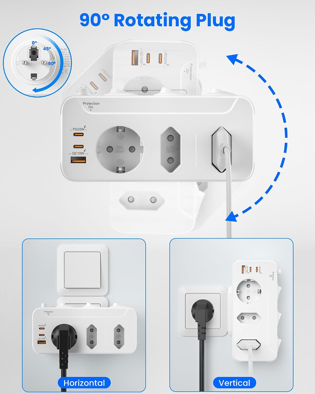 Detalle de Doppelstecker Steckdosen USB C mit Schalter 20W