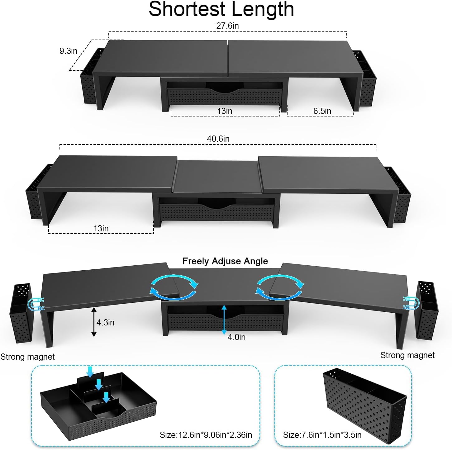 Thumbnail 4 de Dual monitor stand riser with drawer