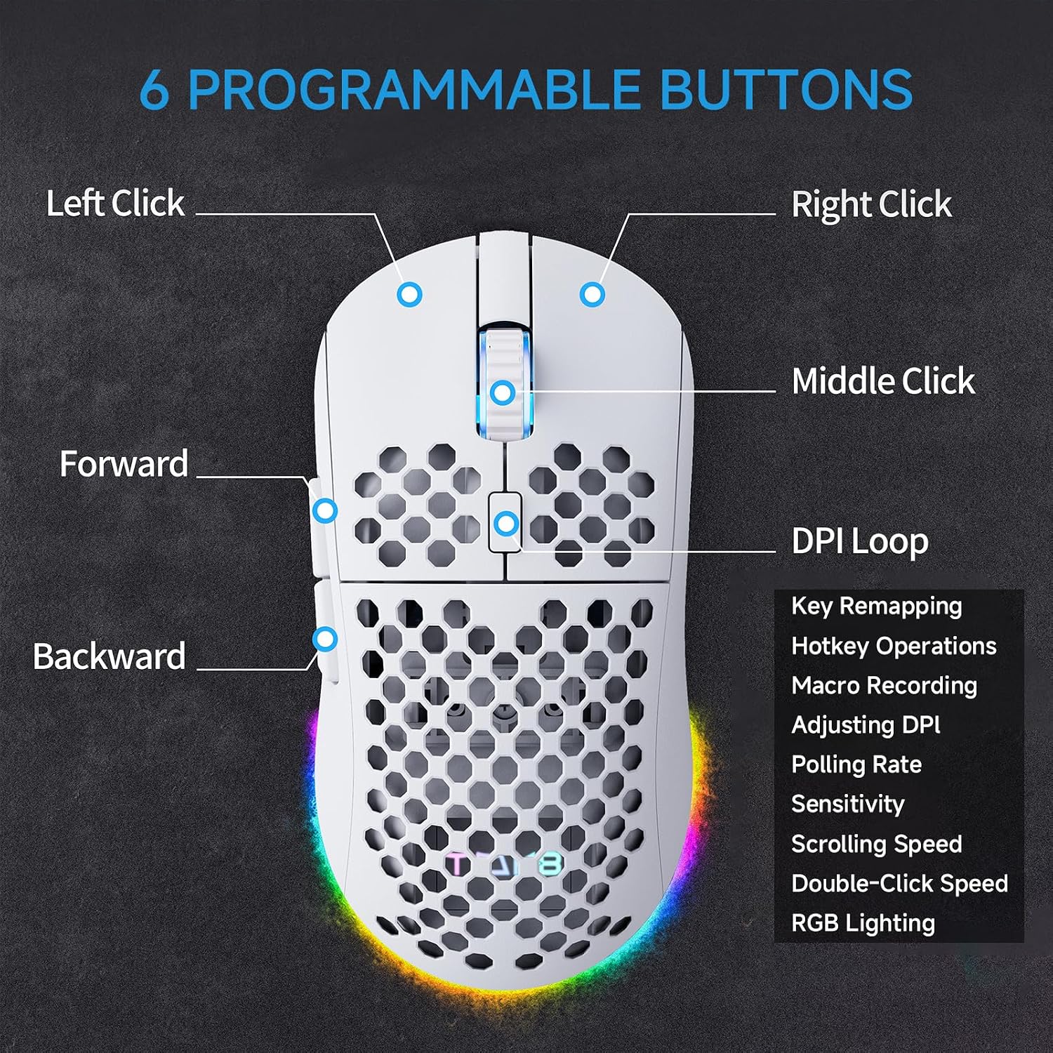 Detalle de TMKB Falcon M1 Wireless Gaming Mouse: Lightweight Tri-Mode Powerhouse