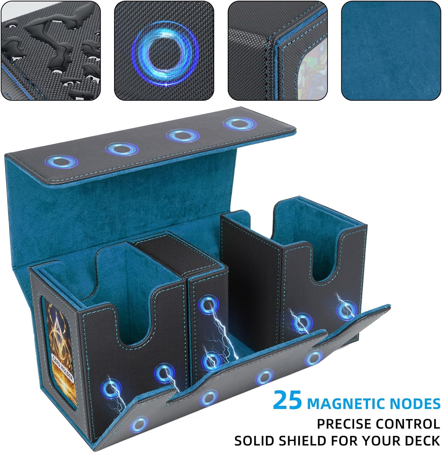Thumbnail 4 de AFIING MTG Commander Kartenbox 3-in-1 – Magnetbox mit Commander-Fenster, Dicebox & Trennwänden