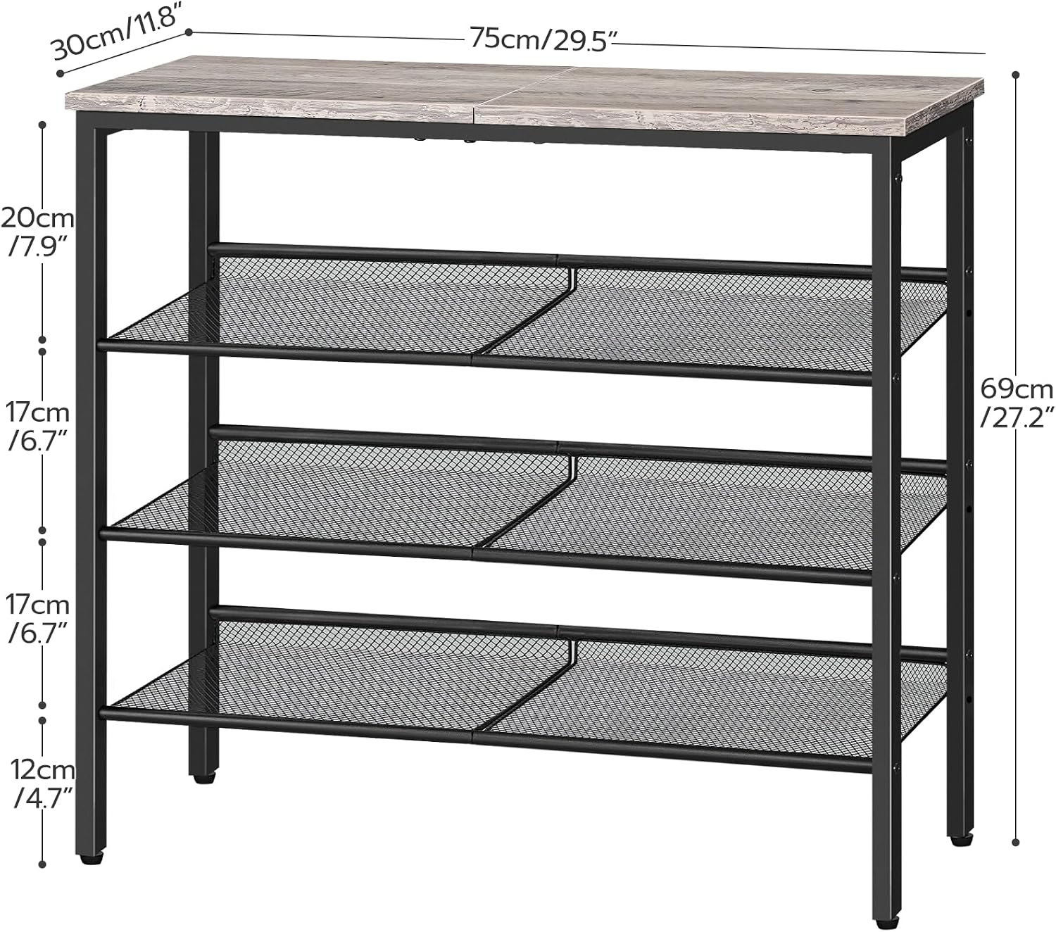 Thumbnail 2 de HOOBRO Scarpiera EBG42XJ01: Scaffale Portascarpe a 4 Ripiani in stile Industriale, nero/grigio