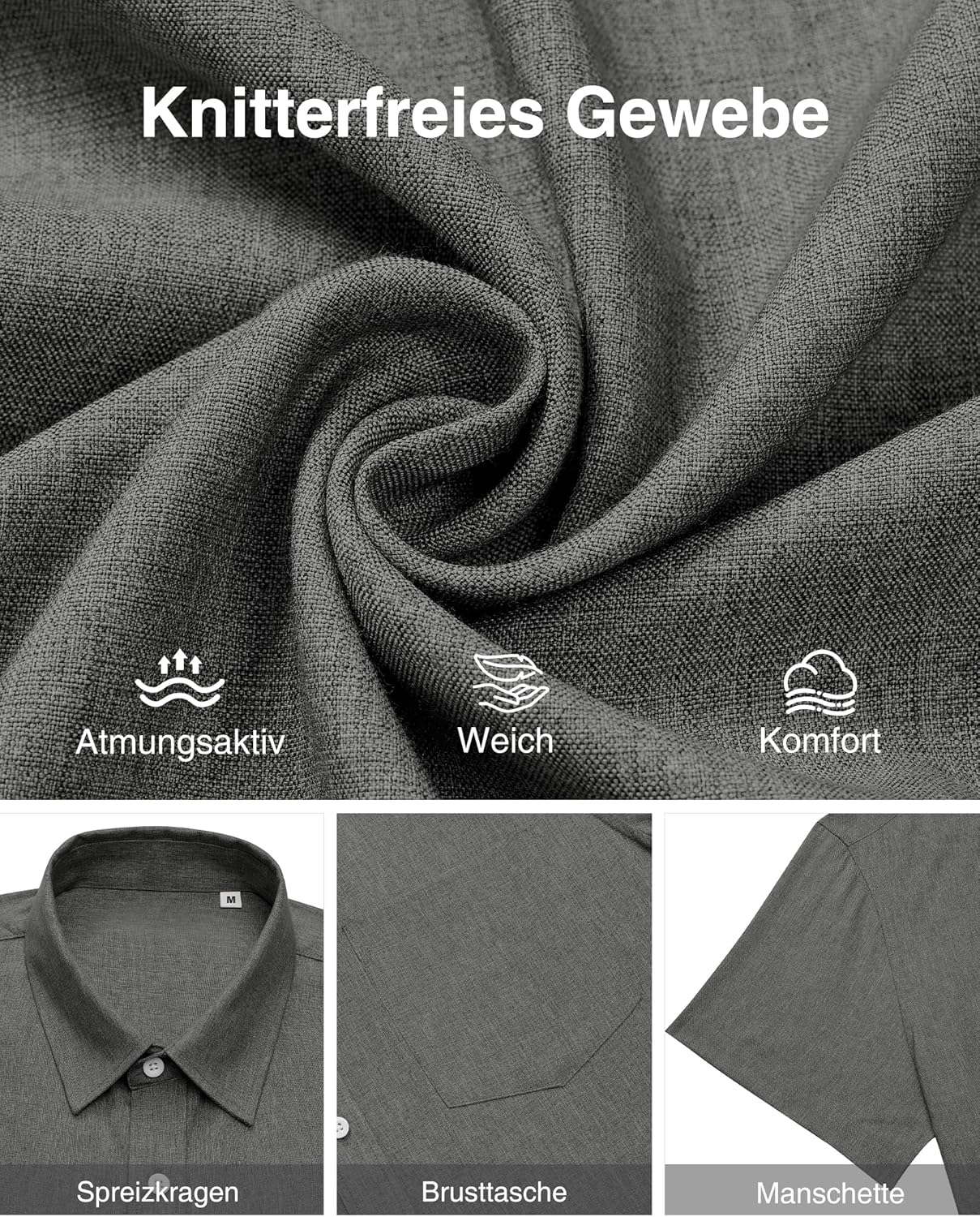Thumbnail 3 de J.VER Leinenhemd Herren Kruzarm Regular Fit – leichtes Sommerhemd mit Tasche